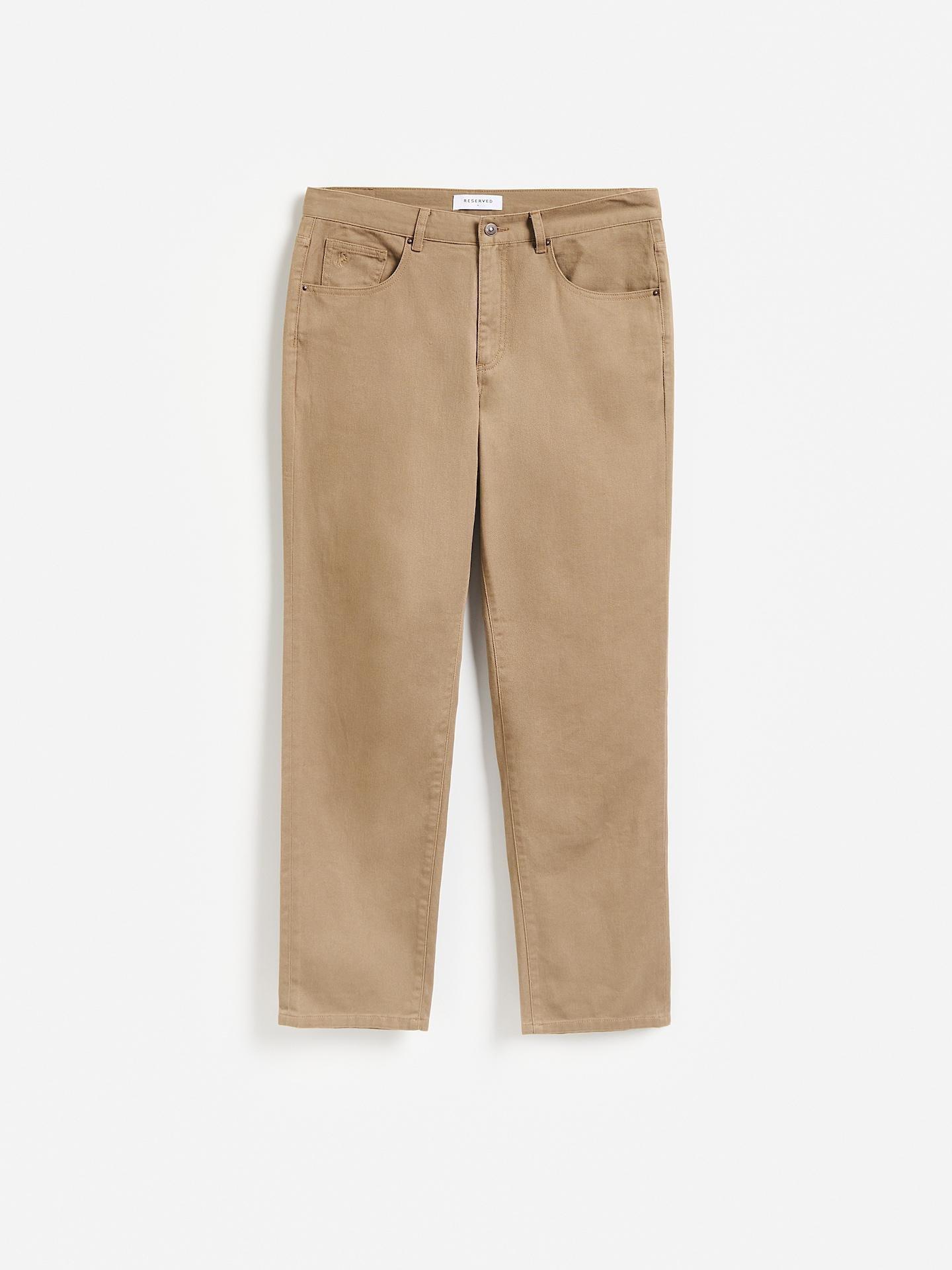 Beige Straight Cotton Pants, Beige, large image number 3