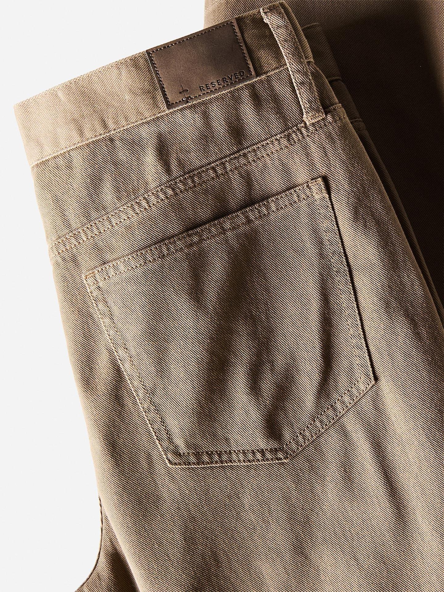 Beige Straight Cotton Pants, Beige, large image number 5
