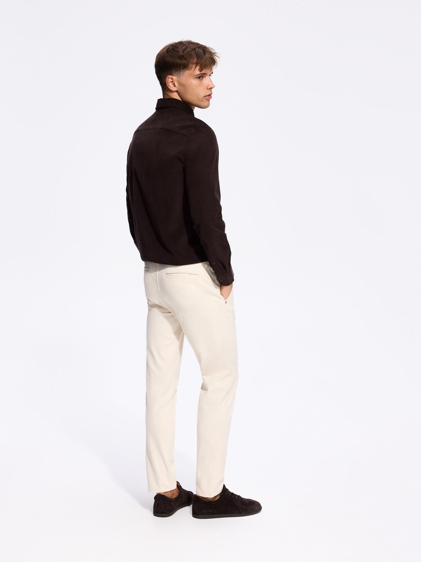 Beige Plain Chino Slim Trousers, Ivory, large image number 2