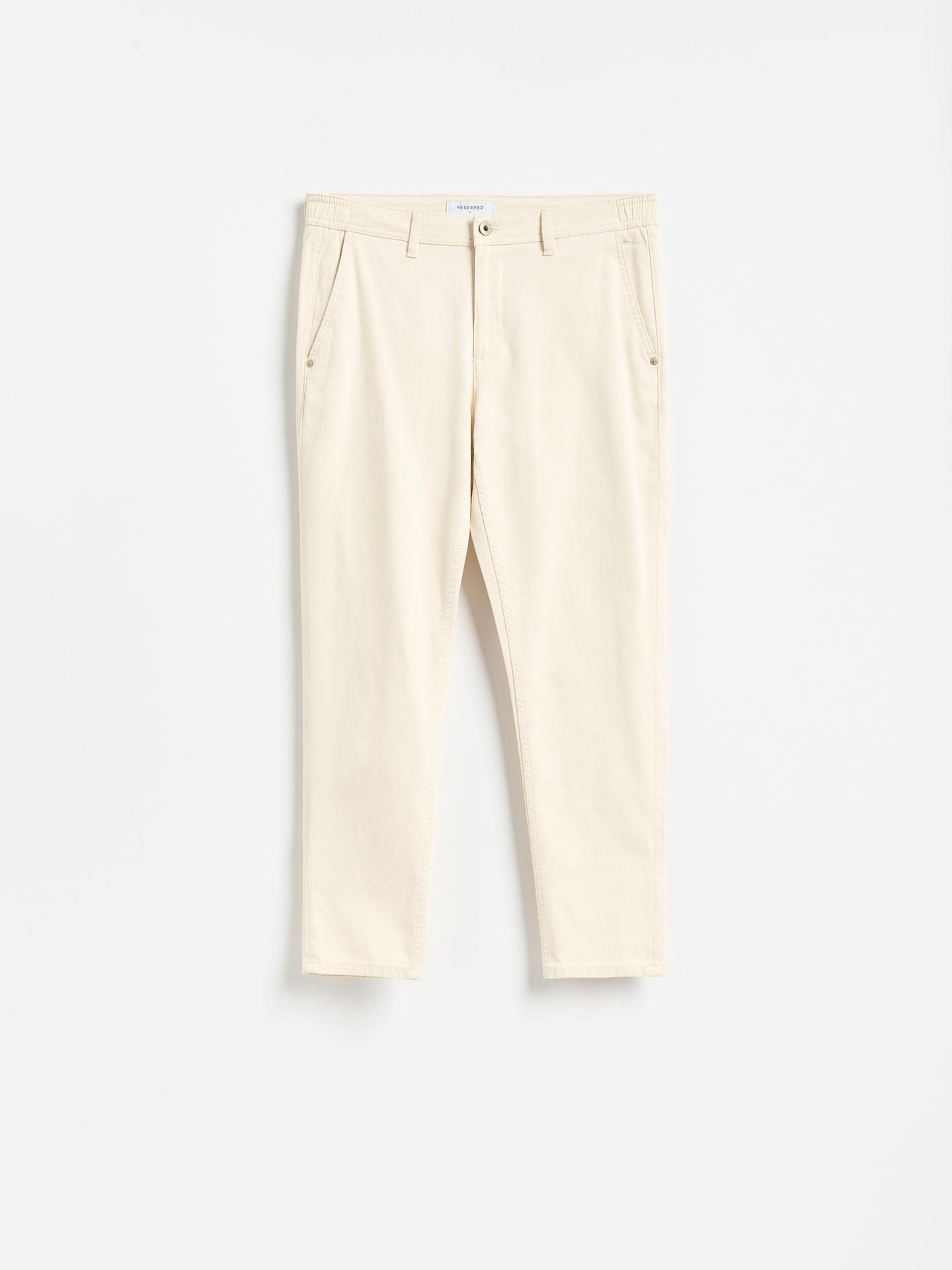 Beige Plain Chino Slim Trousers, Ivory, large image number 3