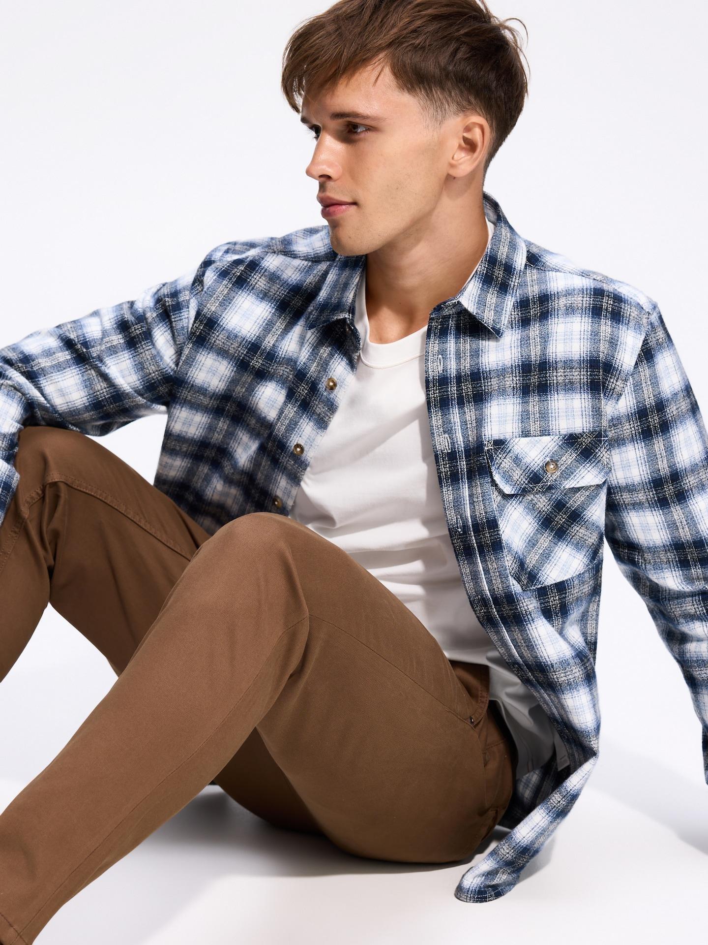 Brown Plain Chino Slim Trousers, Brown, large image number 2