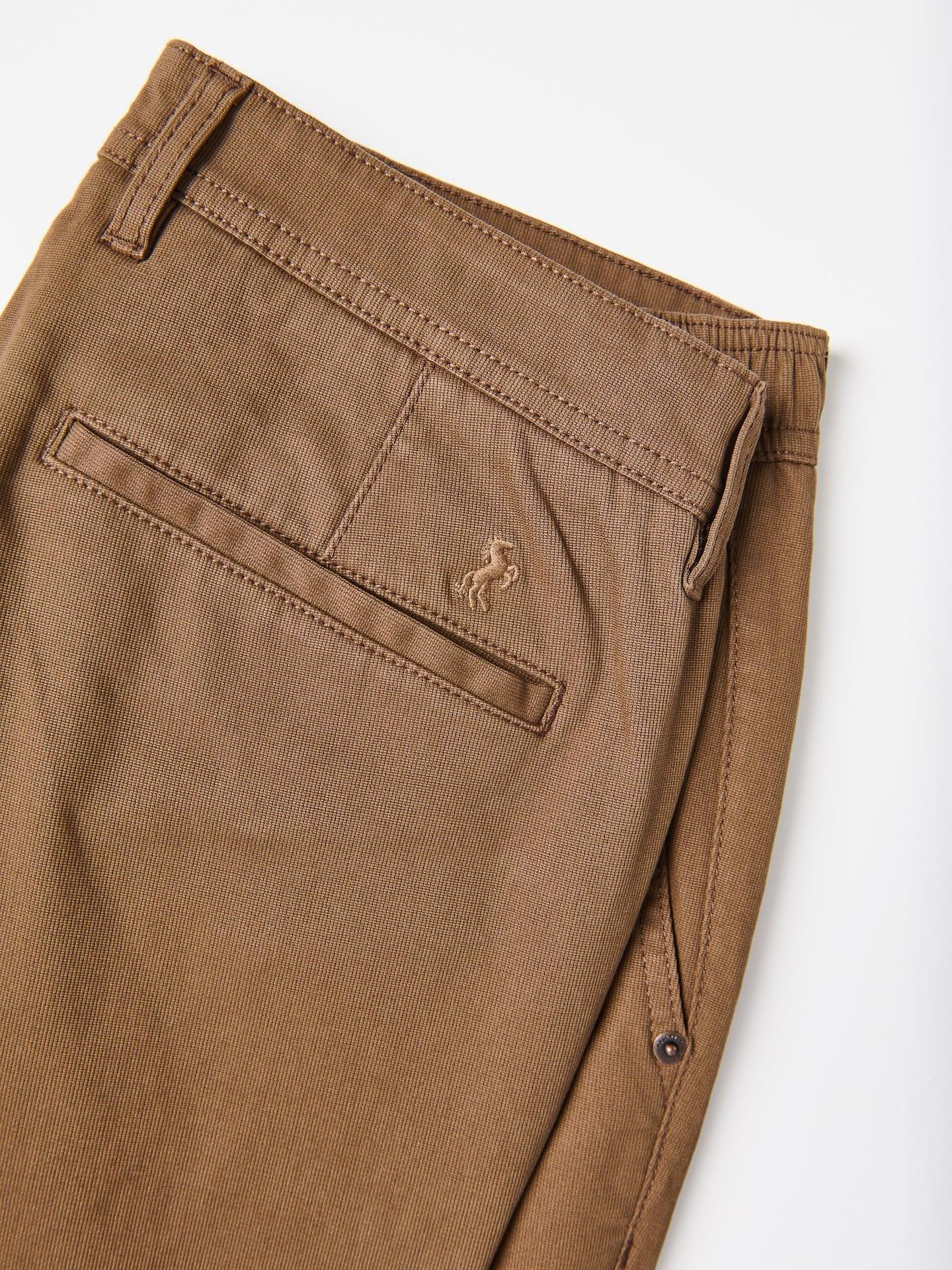 Brown Plain Chino Slim Trousers, Brown, large image number 4
