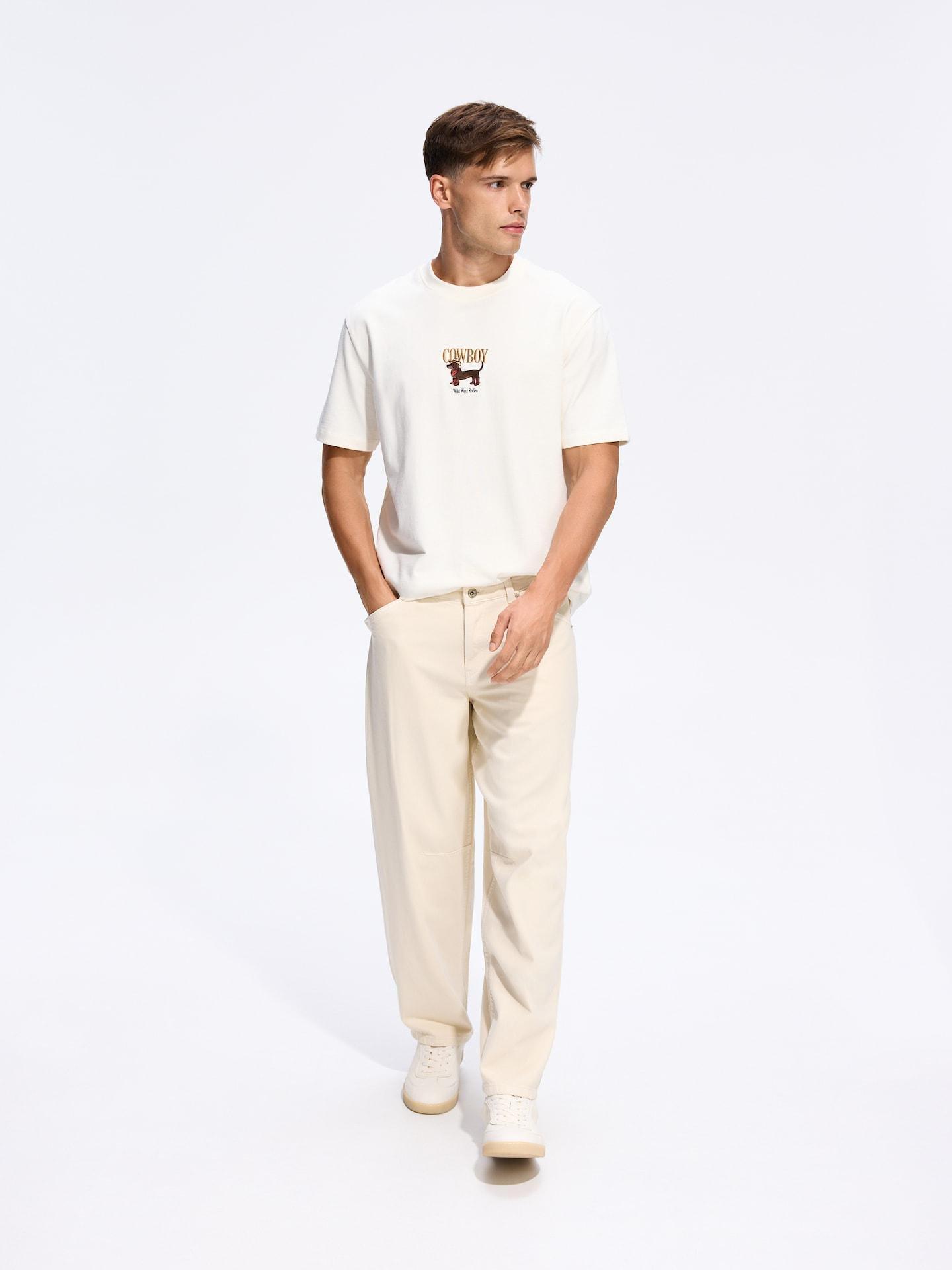 Cream Barrel Trousers With Lyocell, Ivory, medium