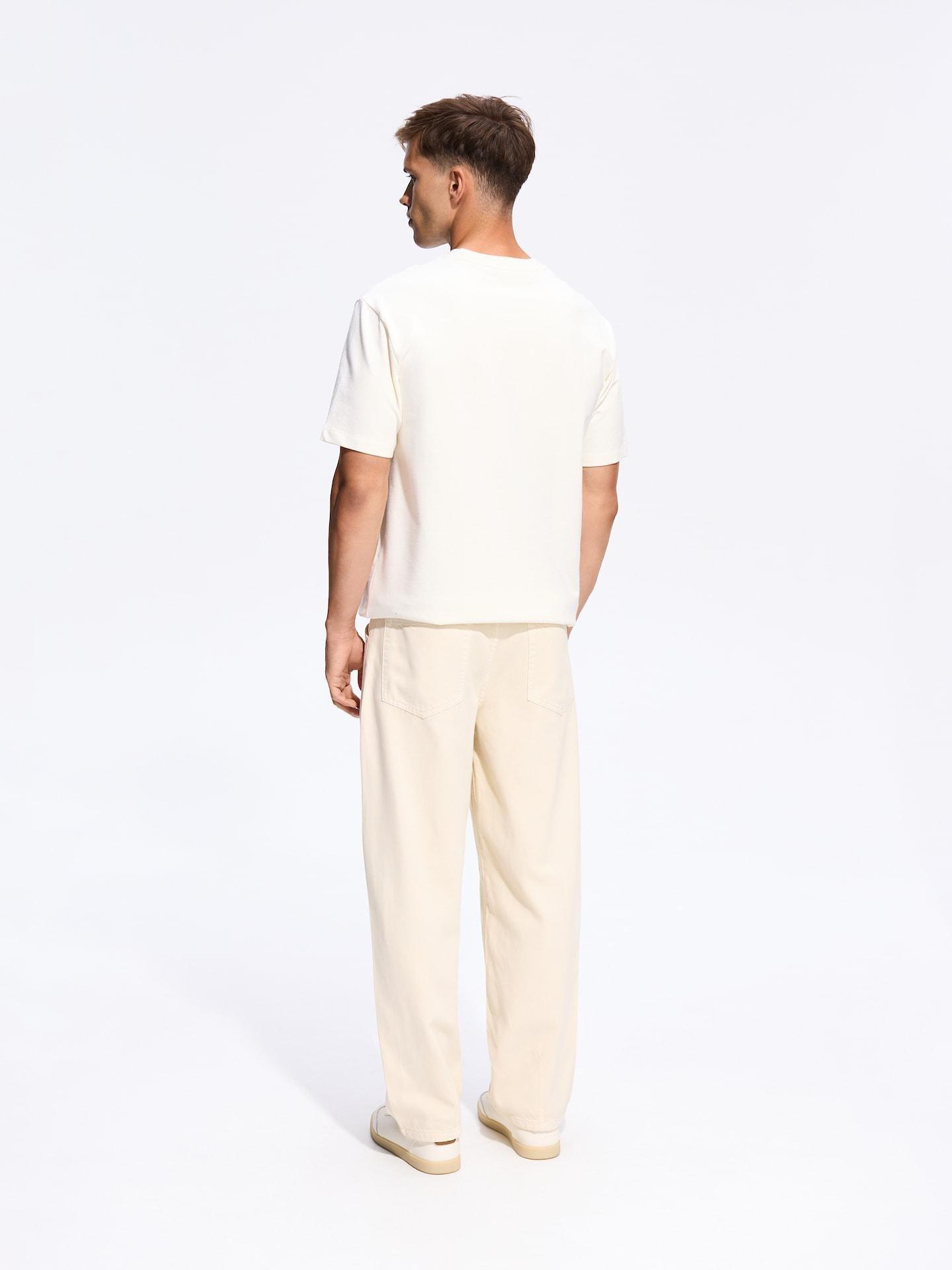 Cream Barrel Trousers With Lyocell, Ivory, medium