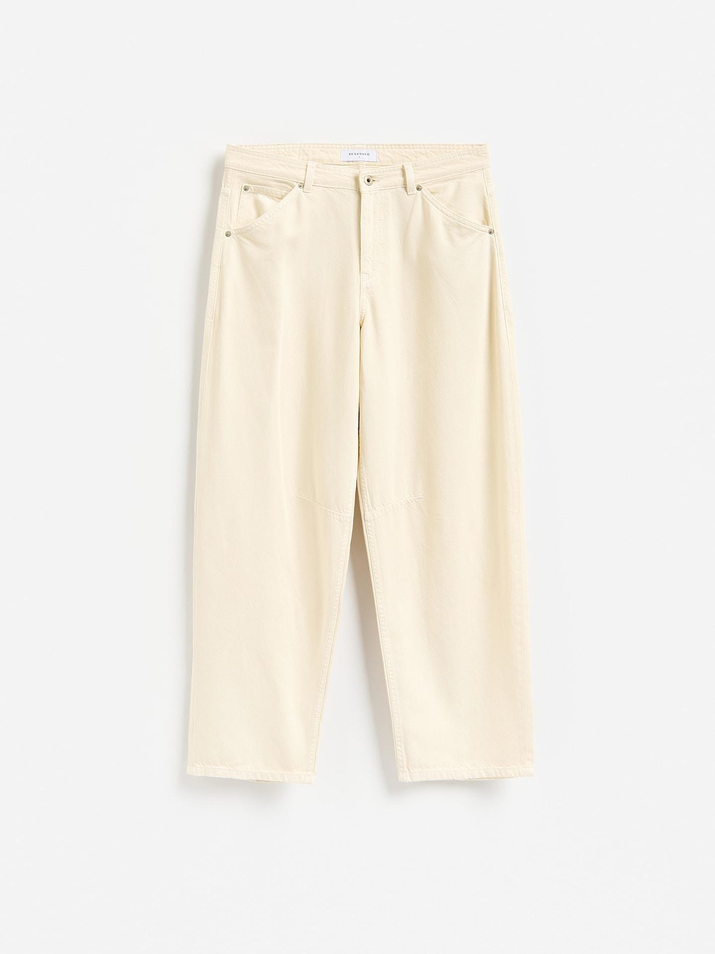 Cream Barrel Trousers With Lyocell, Ivory, large image number 3