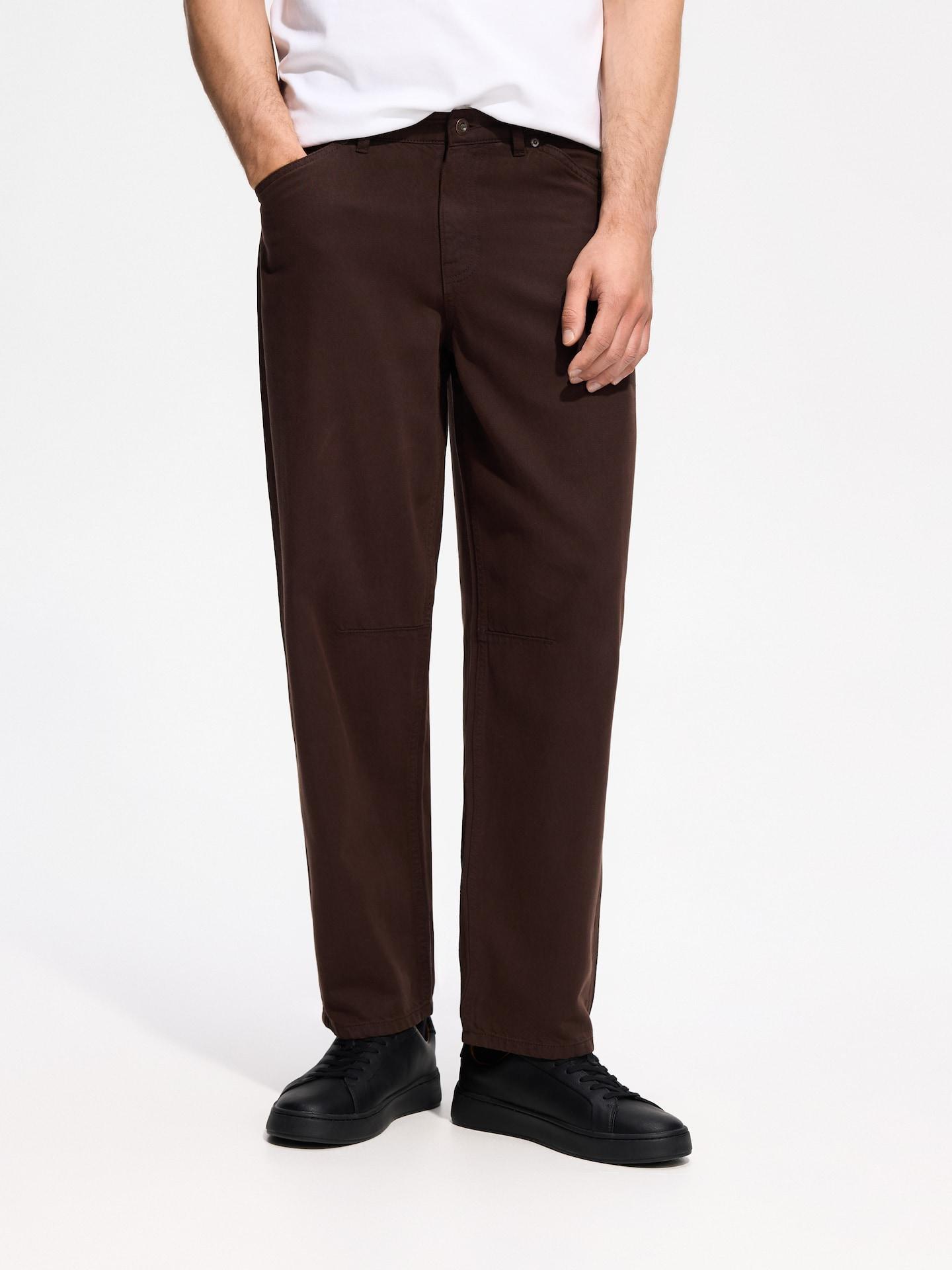 Brown Barrel Trousers With Lyocell, Brown, large image number 0
