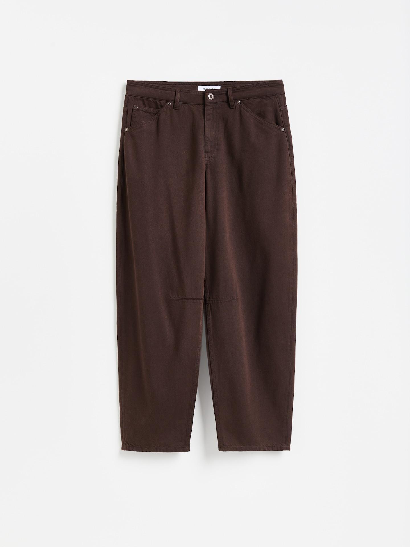 Brown Barrel Trousers With Lyocell, Brown, large image number 3