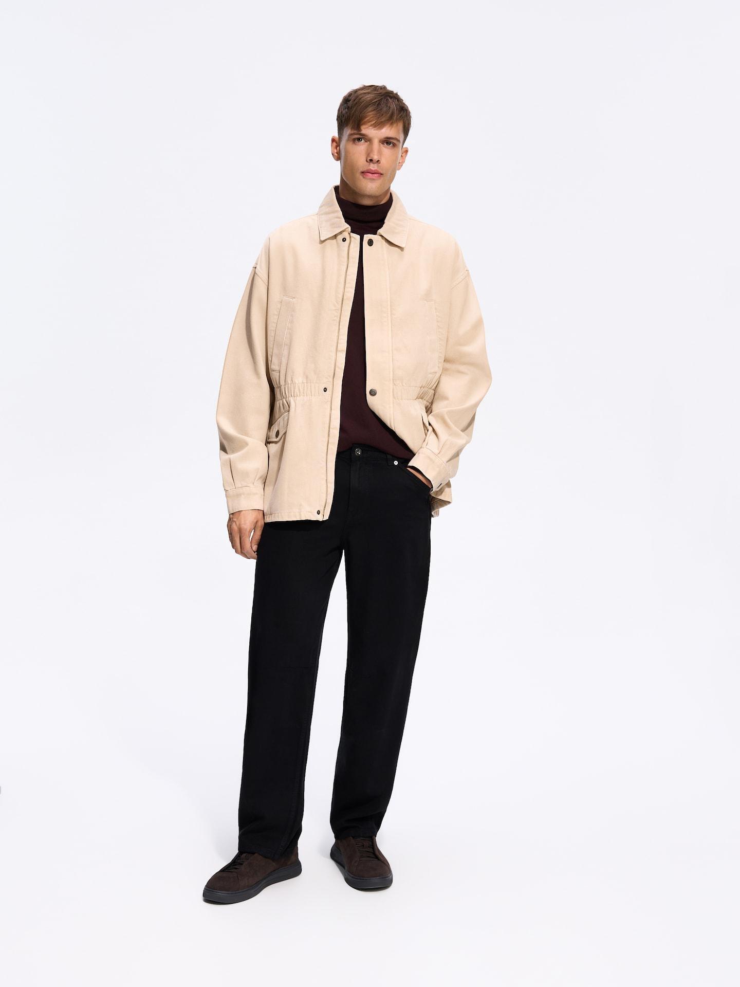 Black Barrel Trousers With Lyocell, Black, large image number 0