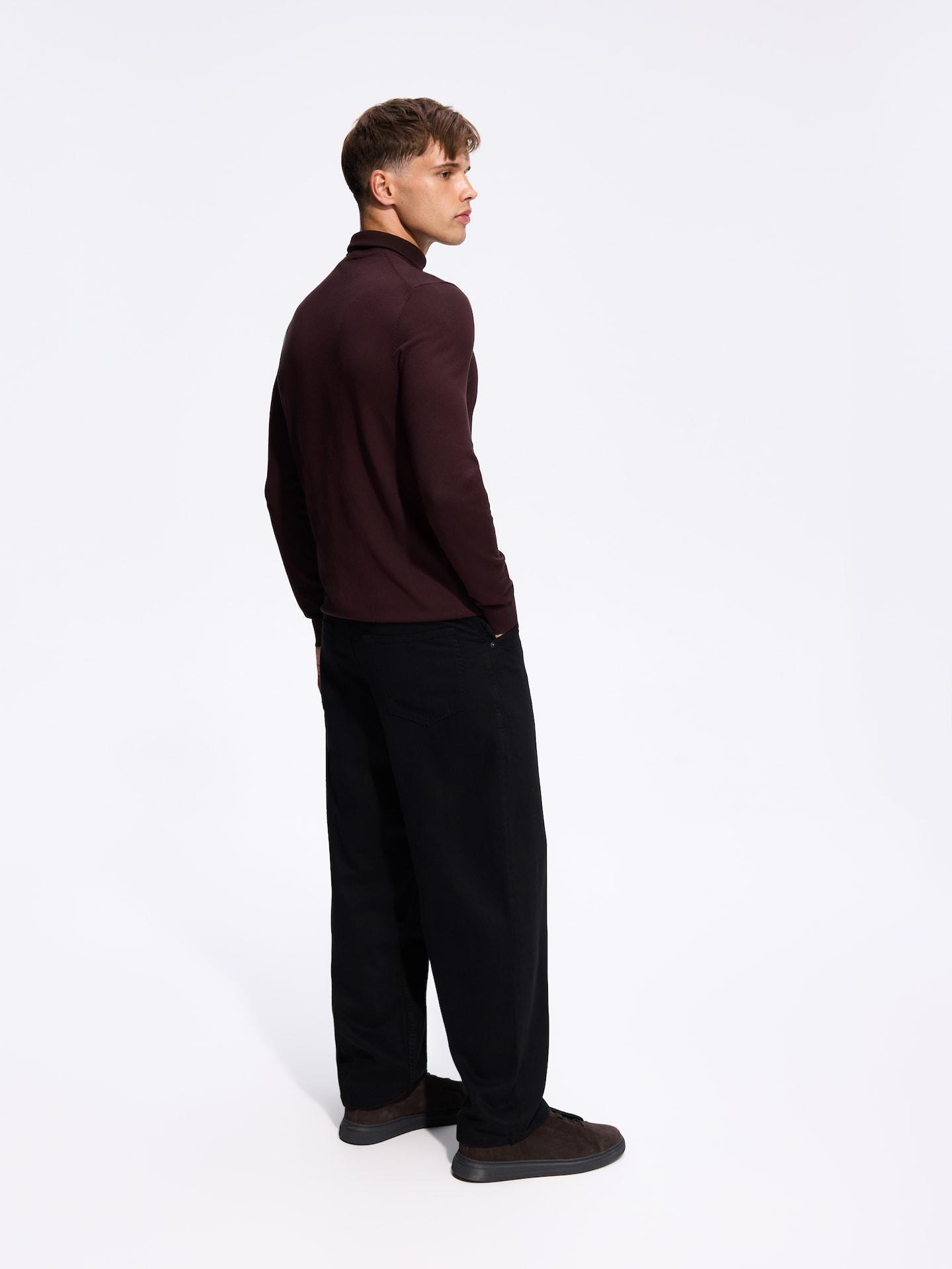 Black Barrel Trousers With Lyocell, Black, large image number 2