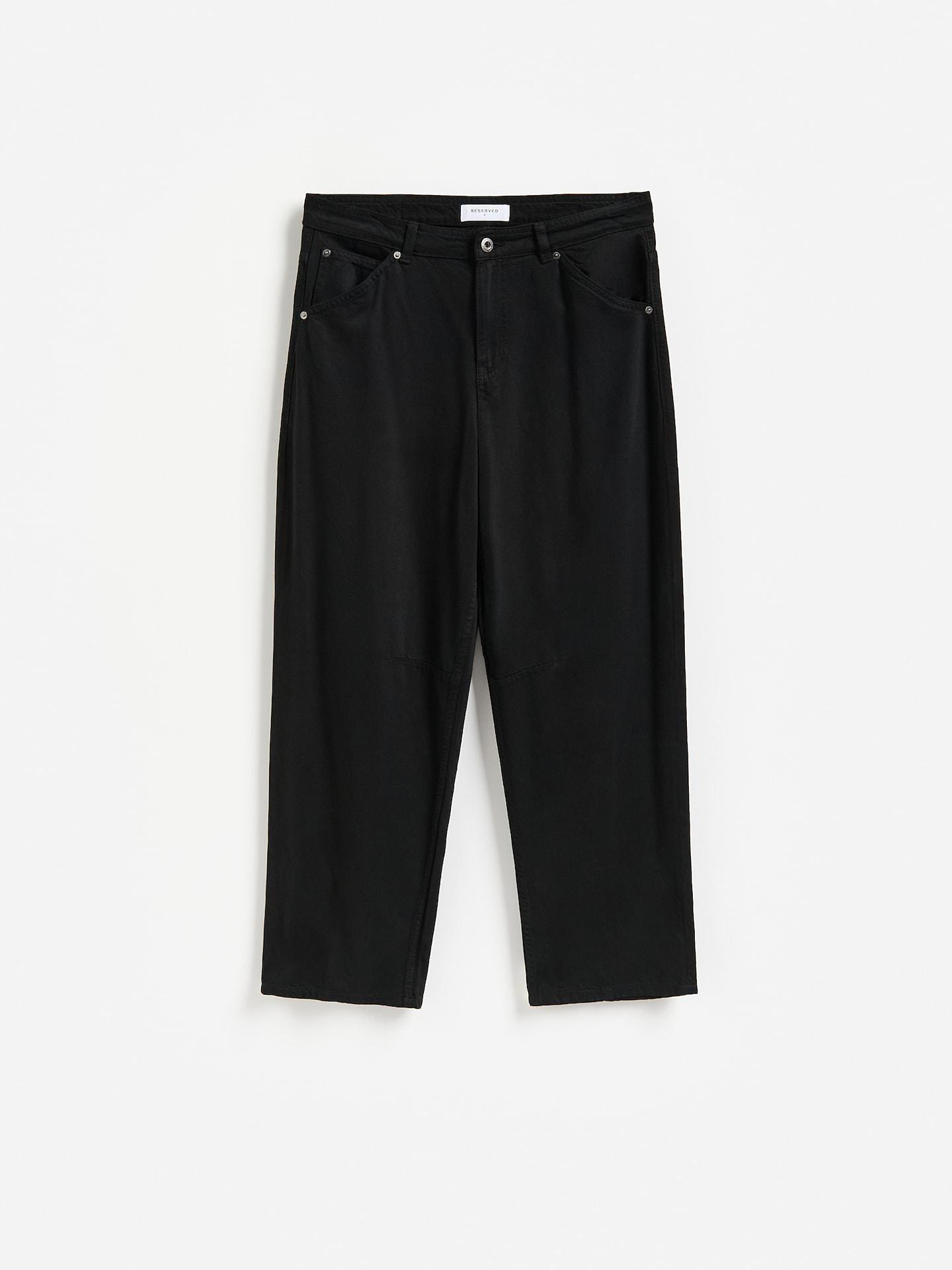 Black Barrel Trousers With Lyocell, Black, large image number 3