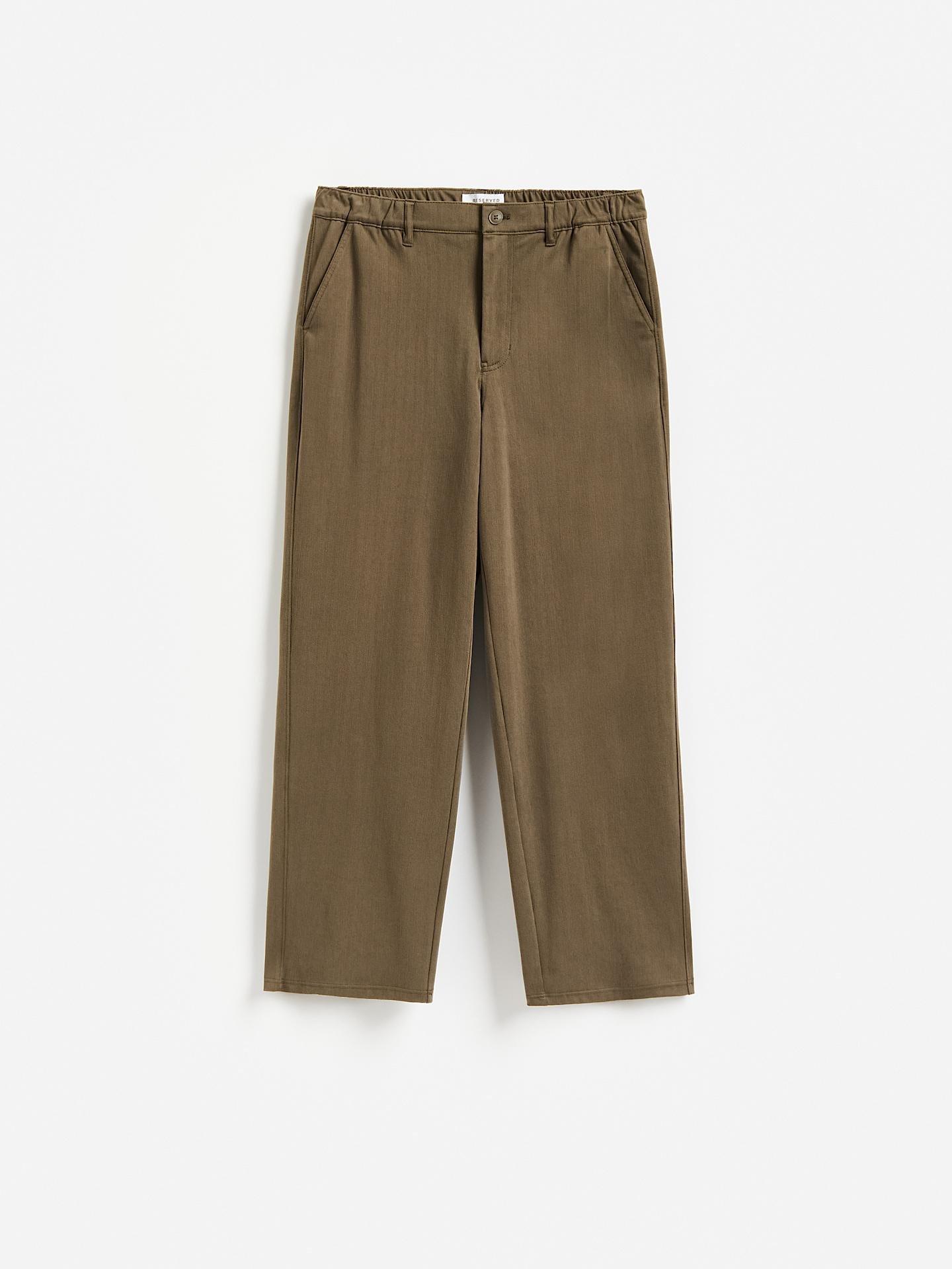 Green Straight Fit Trousers, Khaki, large image number 0