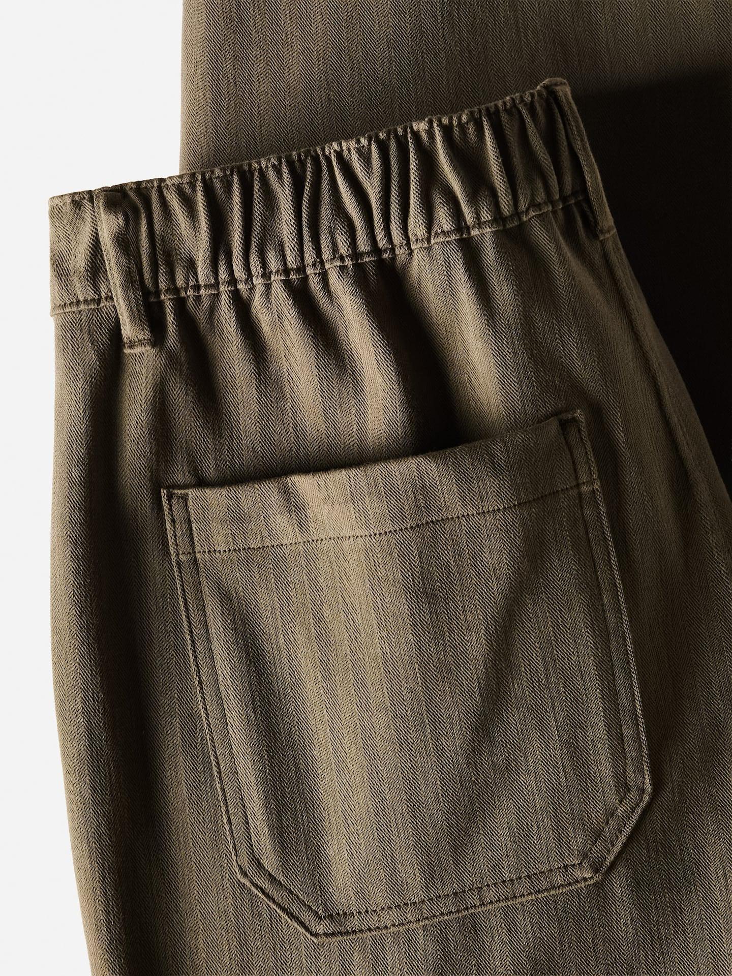 Green Straight Fit Trousers, Khaki, large image number 1