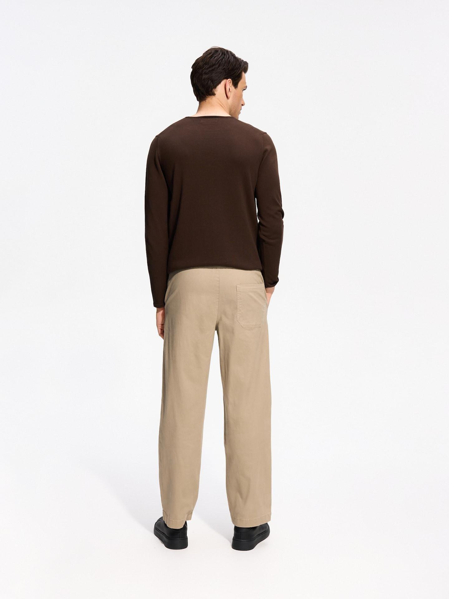 Beige Wide Leg Trousers, Beige, large image number 3