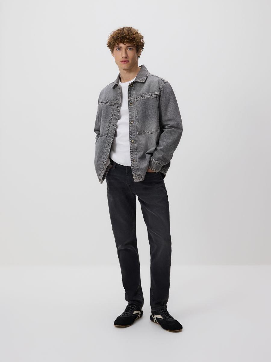Grey Slim Jeans With Wash Effect, Grey, medium