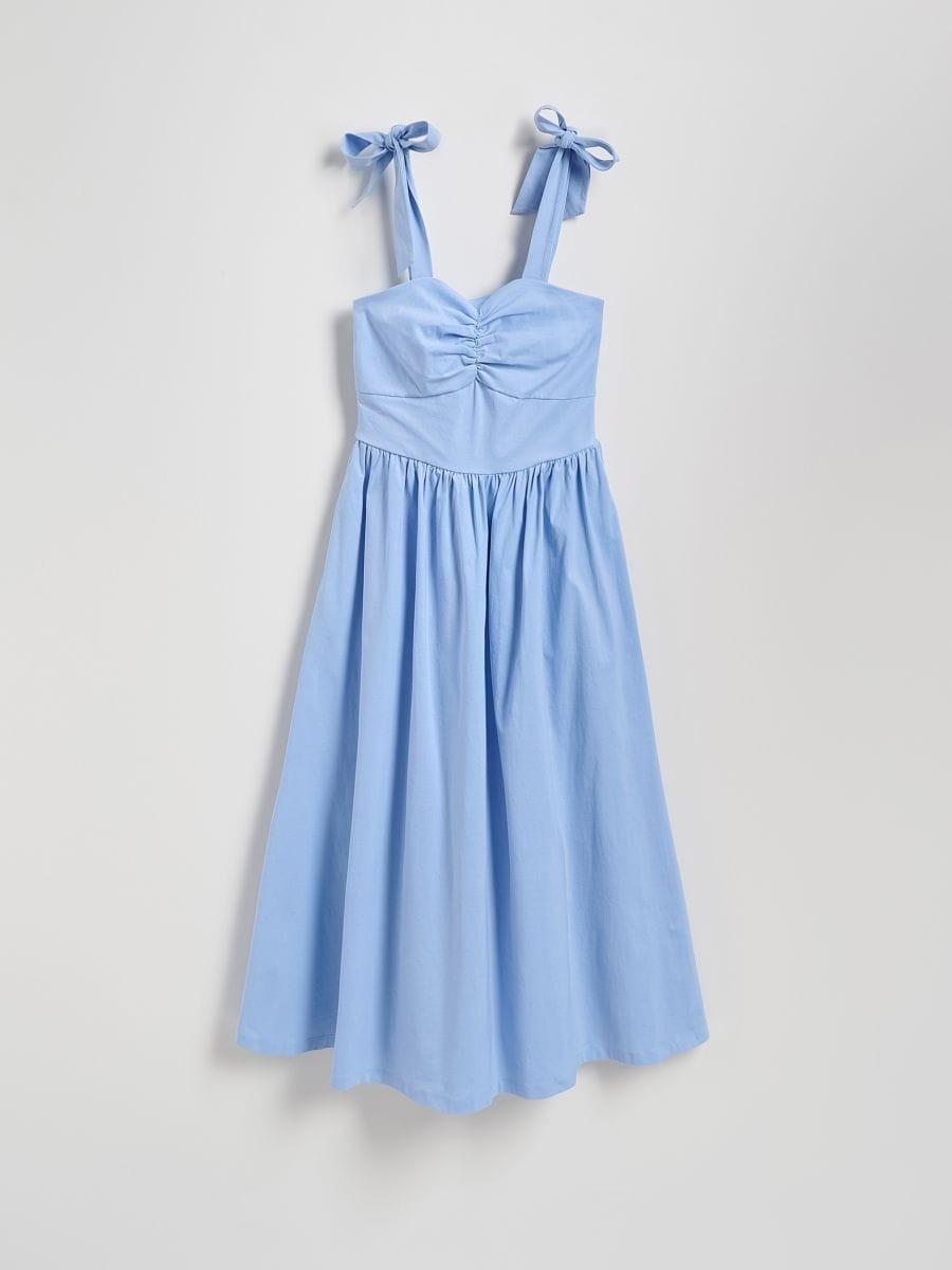 Blue Midi Dress With Tie, , large image number 1
