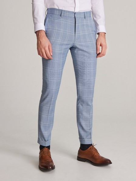 Reserved - Light Blue Checked Trousers, Men
