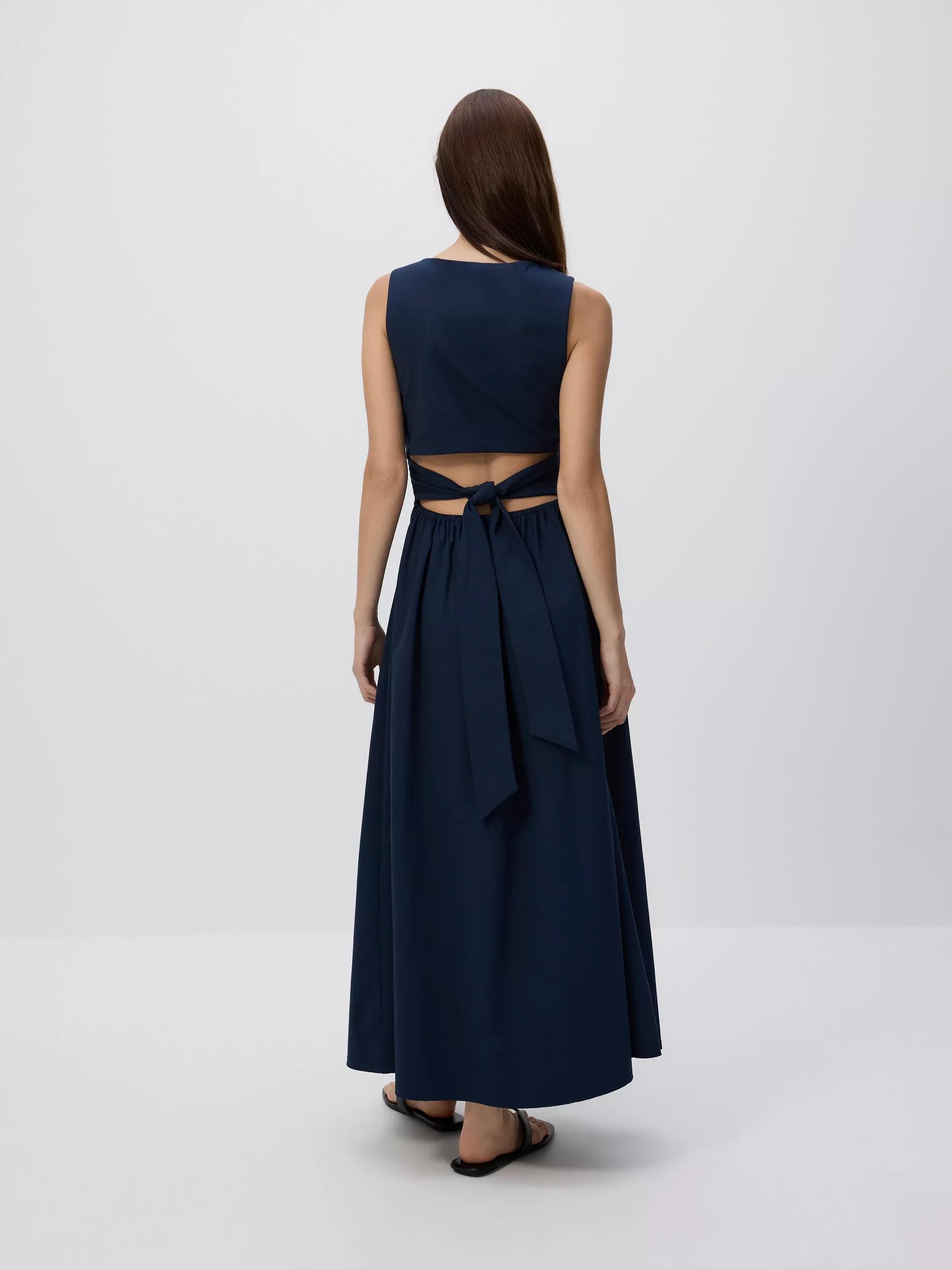 Navy Maxi Dress With Back Tie, , large image number 4