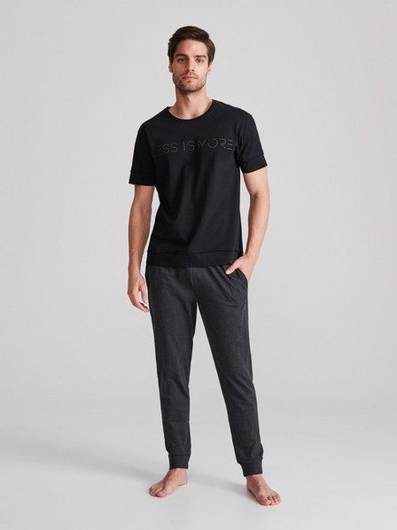 Reserved - Black Cotton Pyjama Set, Men