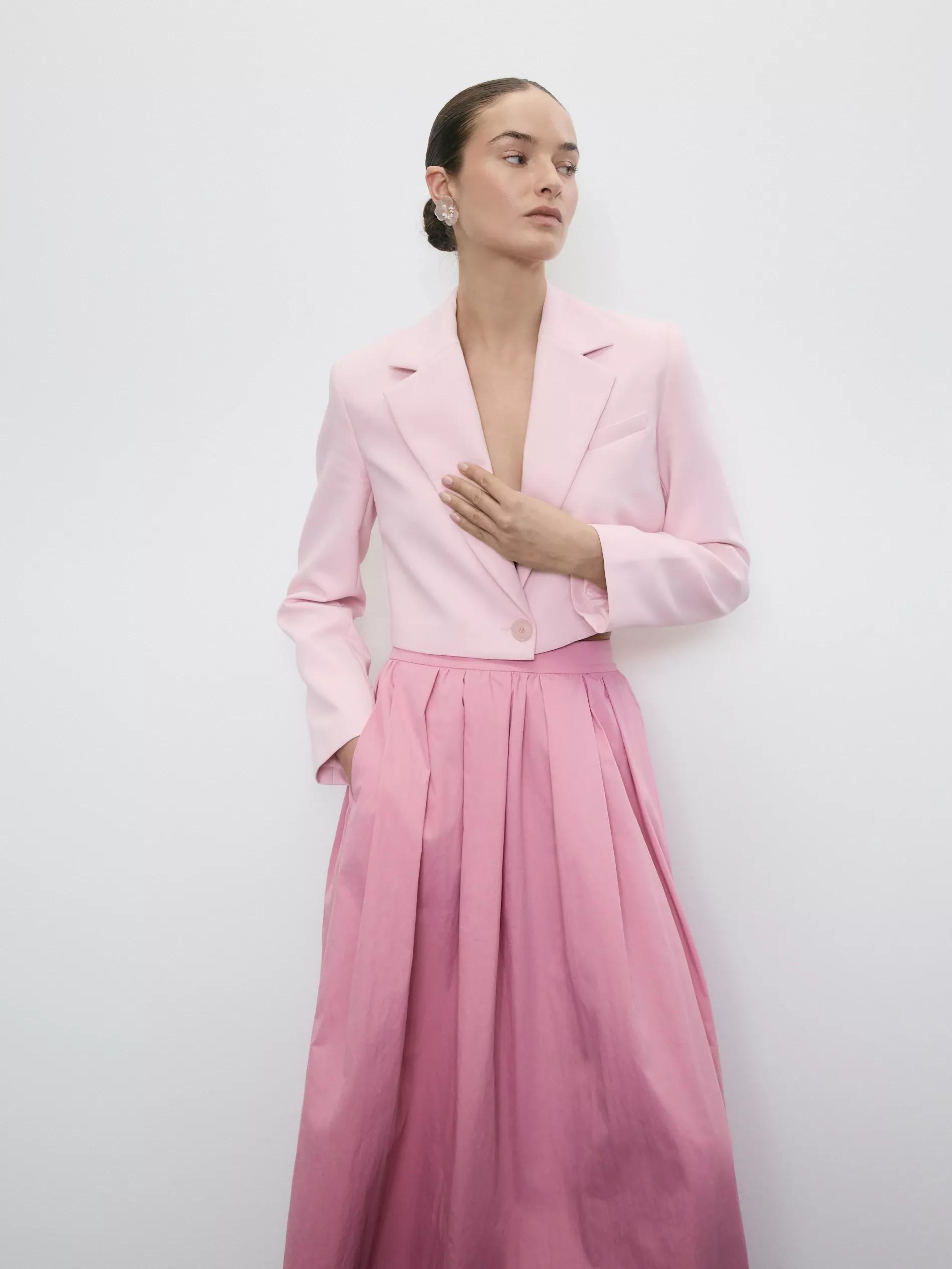 Pink Cotton Midi Skirt, Pink, large image number 1