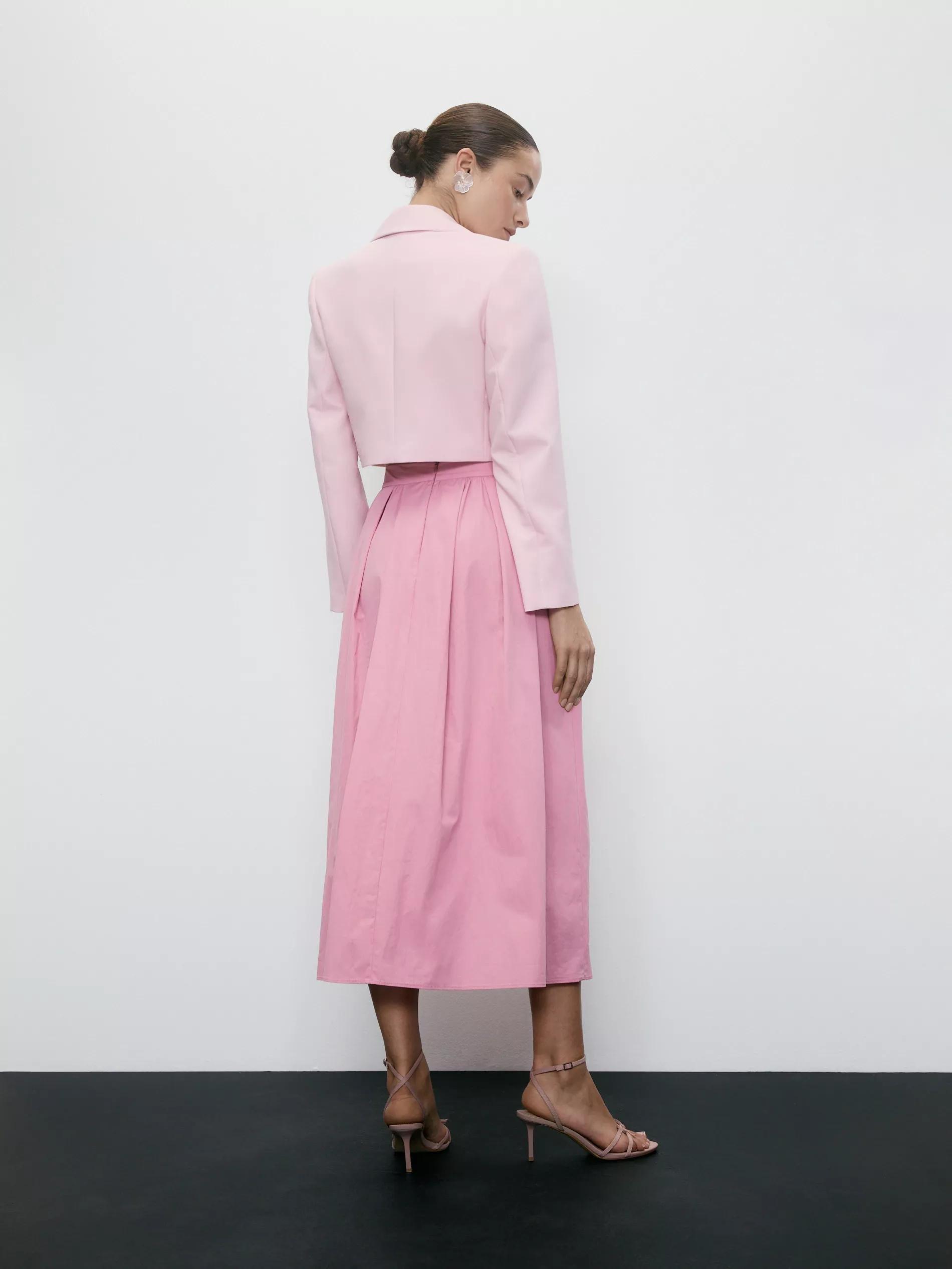 Pink Cotton Midi Skirt, Pink, large image number 3
