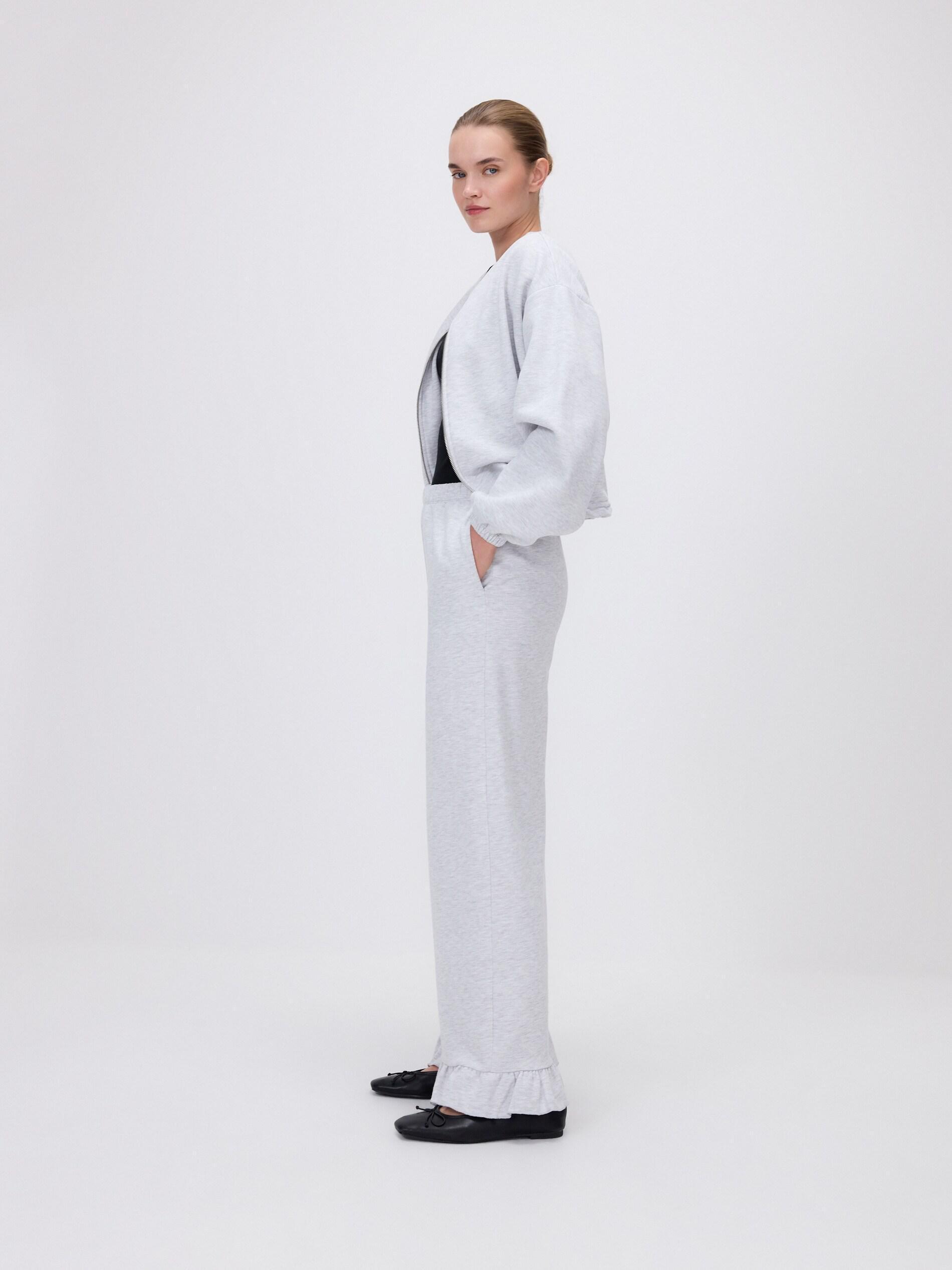 Grey Pants With Ruffles, Light grey, large image number 0