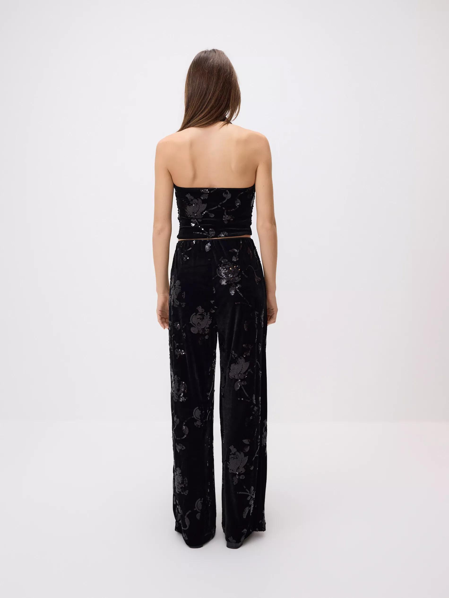 Black Sequin Trousers, Black, large image number 3