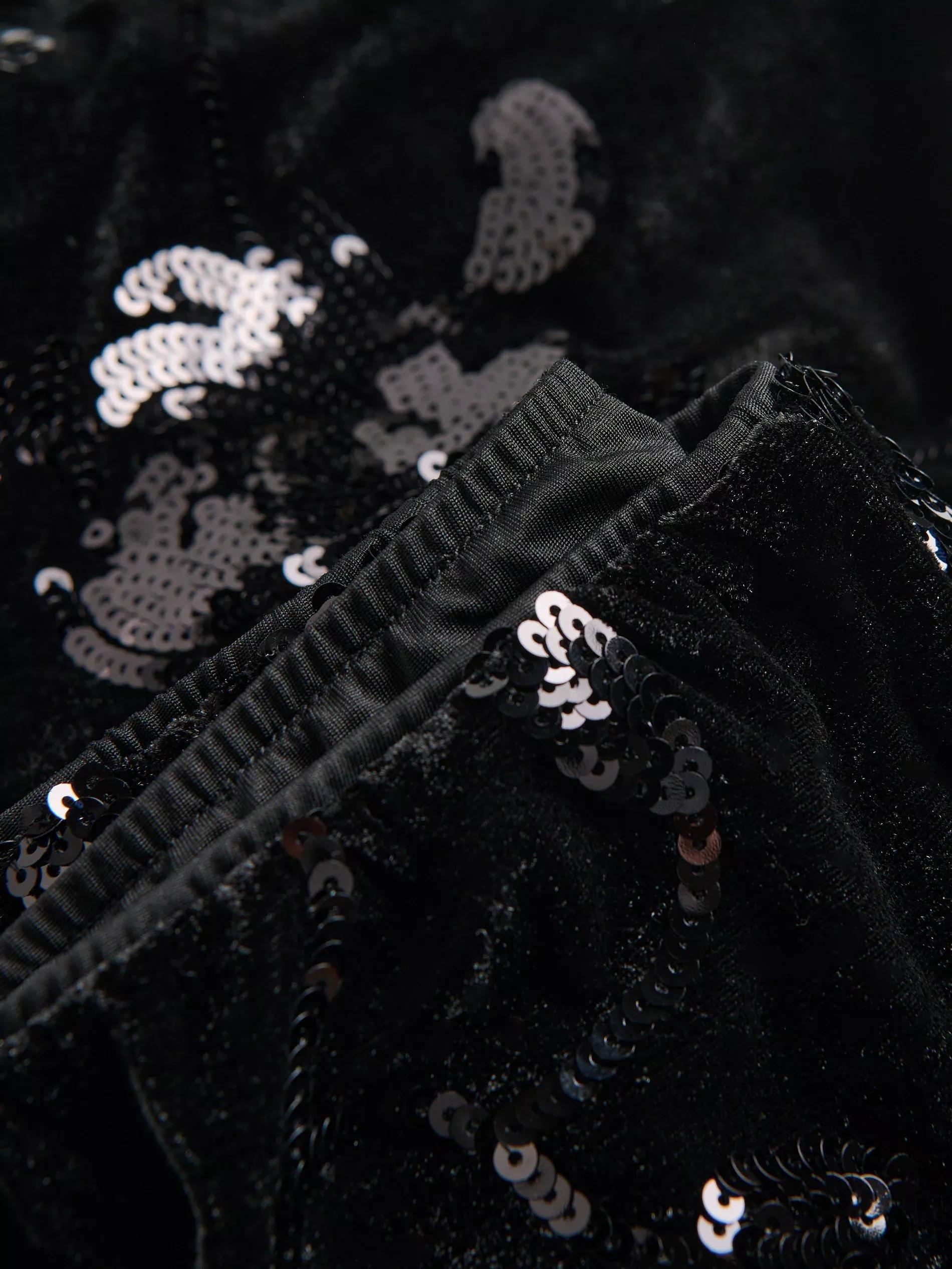 Black Sequin Trousers, Black, large image number 5