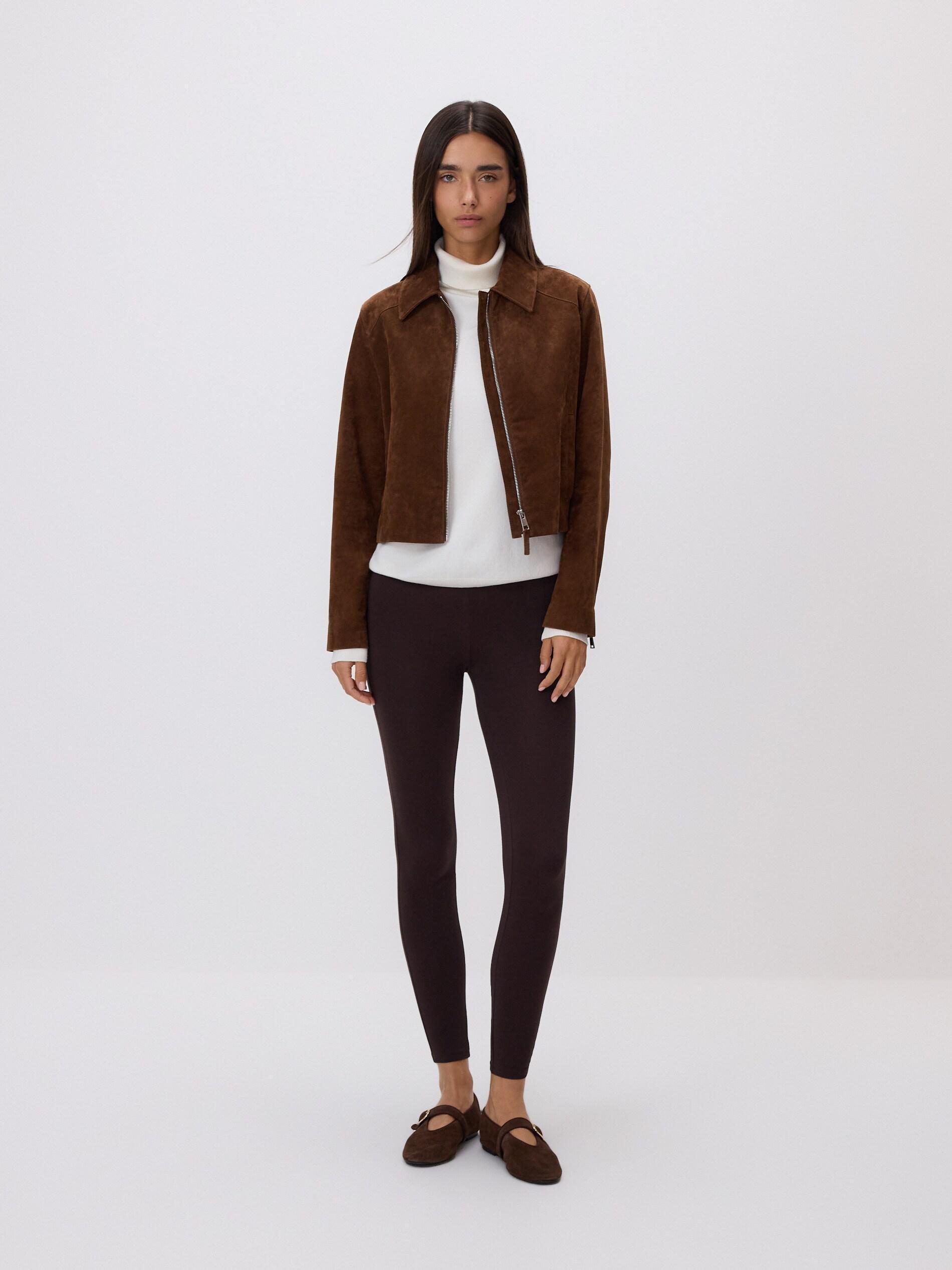 Brown Cotton Rich Leggings, Brown, large image number 1