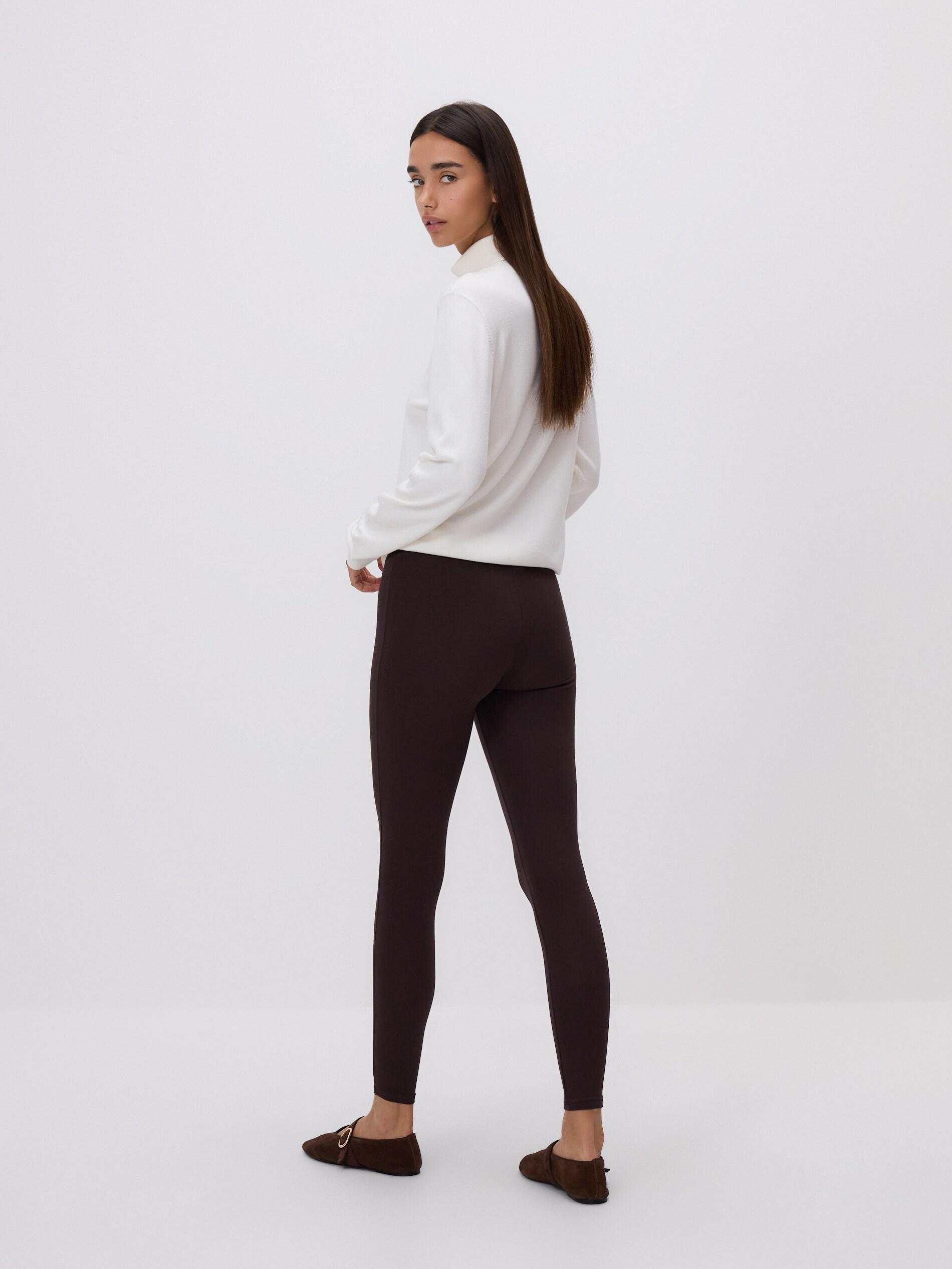 Brown Cotton Rich Leggings, Brown, large image number 4