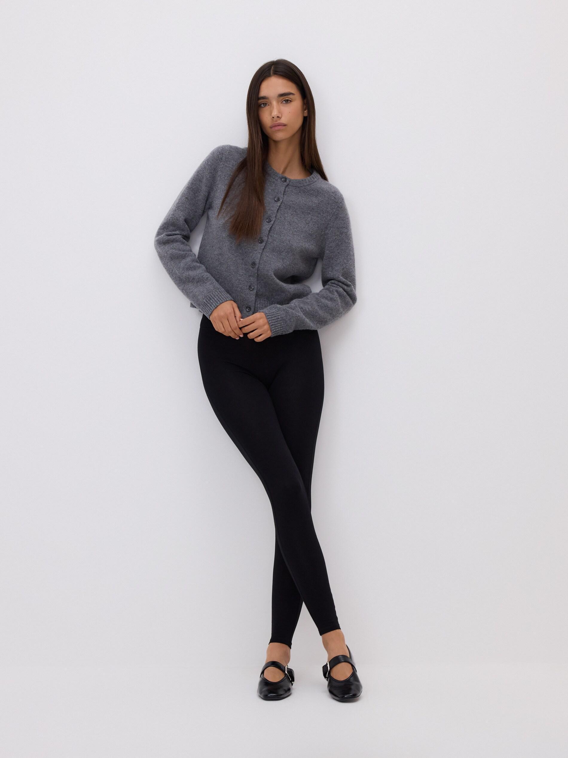 Black Cotton Rich Leggings, Black, large image number 1