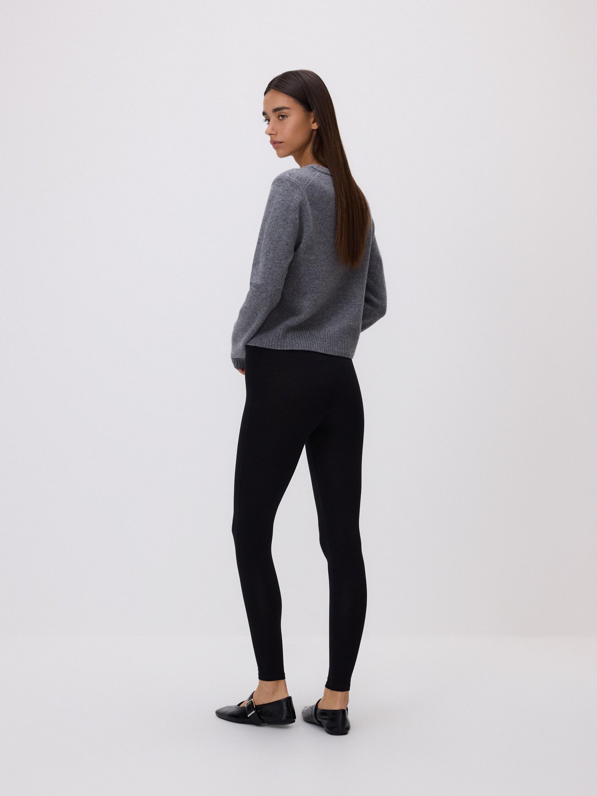 Black Cotton Rich Leggings, Black, large image number 4