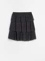 Reserved - Glittery Black Mini Ruffles Skirt, Women