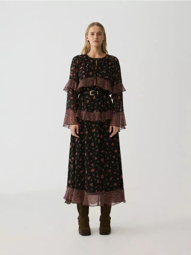 Black Dress With Ruffle Details, , large image number 0