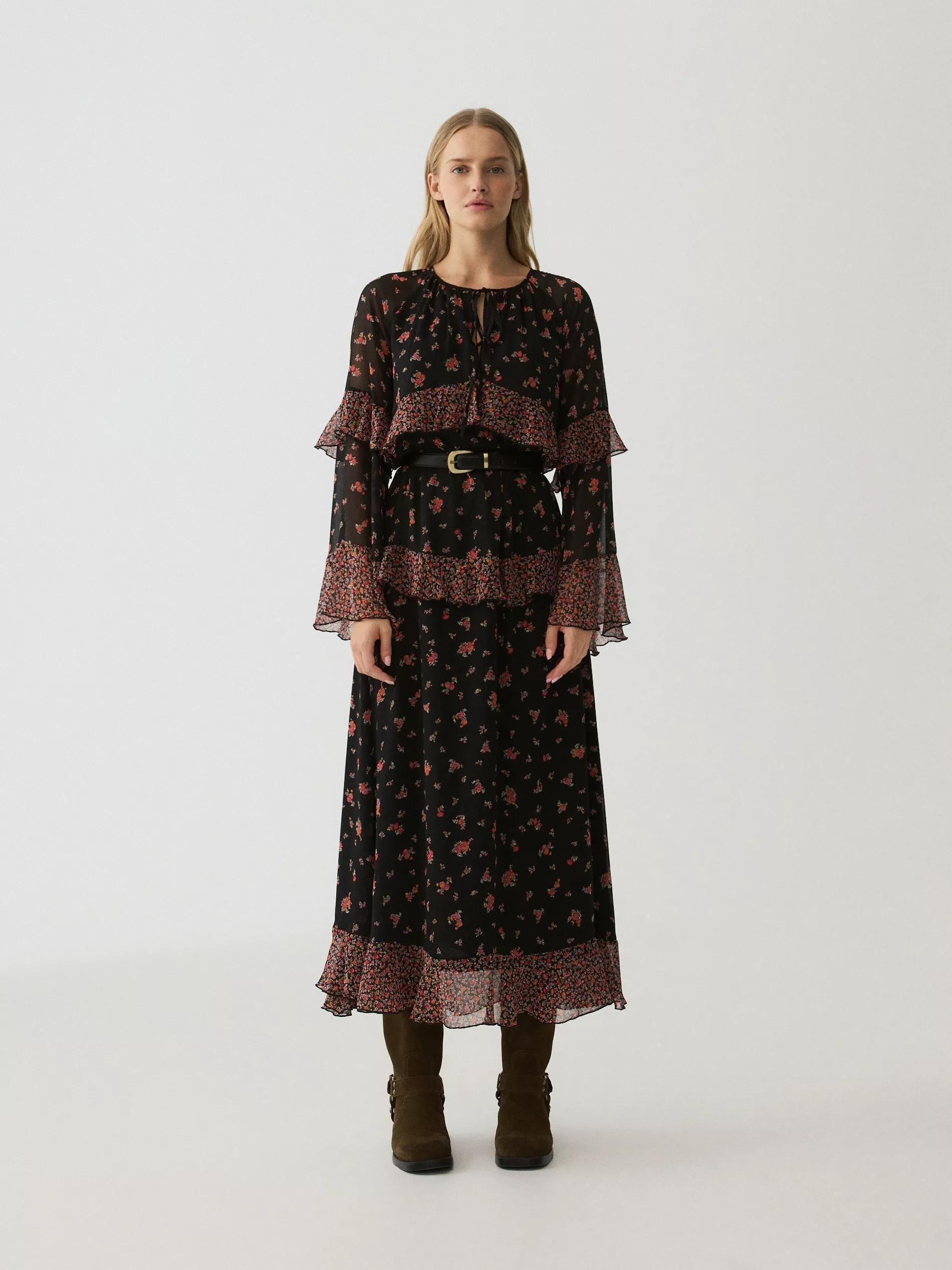Black Dress With Ruffle Details, , large image number 1