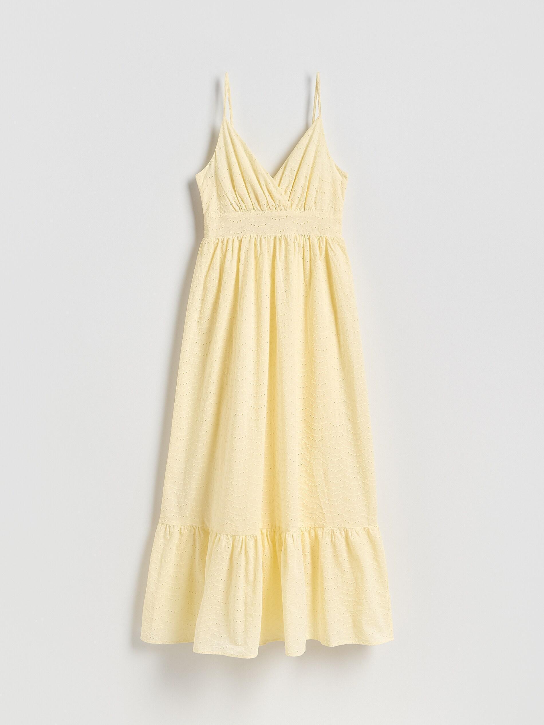Yellow Openwork Midi Dress, Yellow, large image number 5