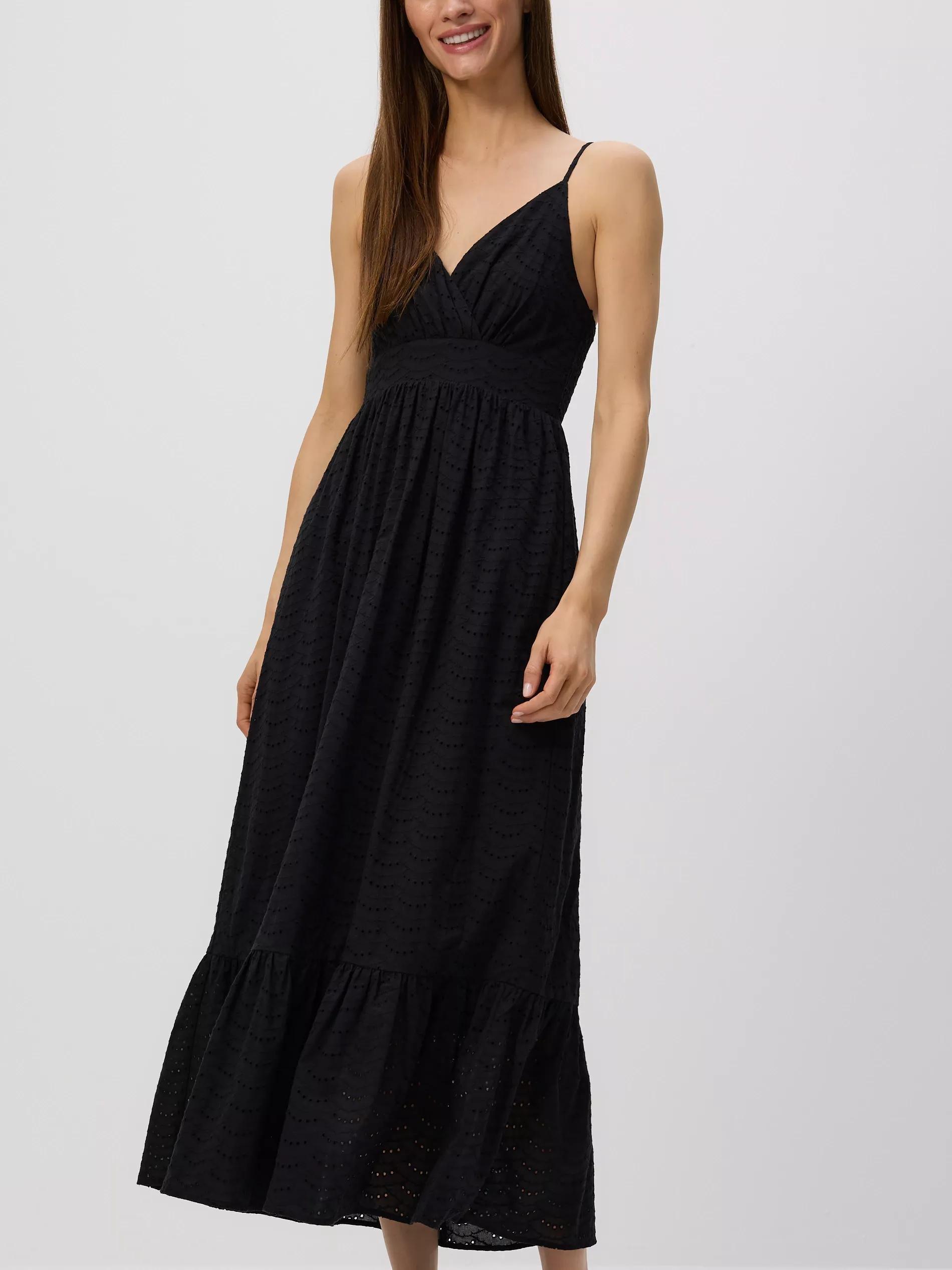 Black Openwork Midi Dress, , large image number 2