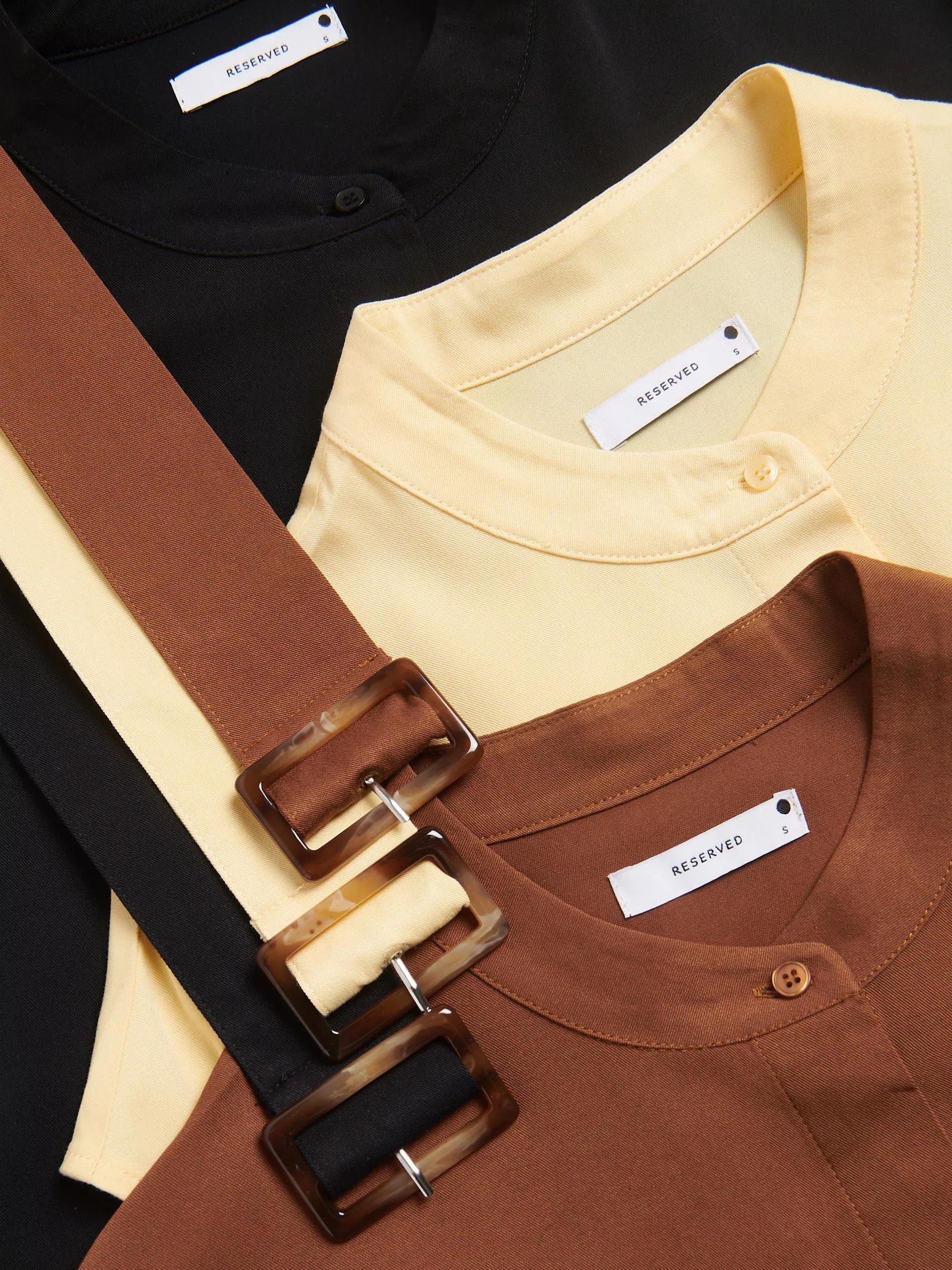 Yellow Midi Dress With Belt, Yellow, large image number 5