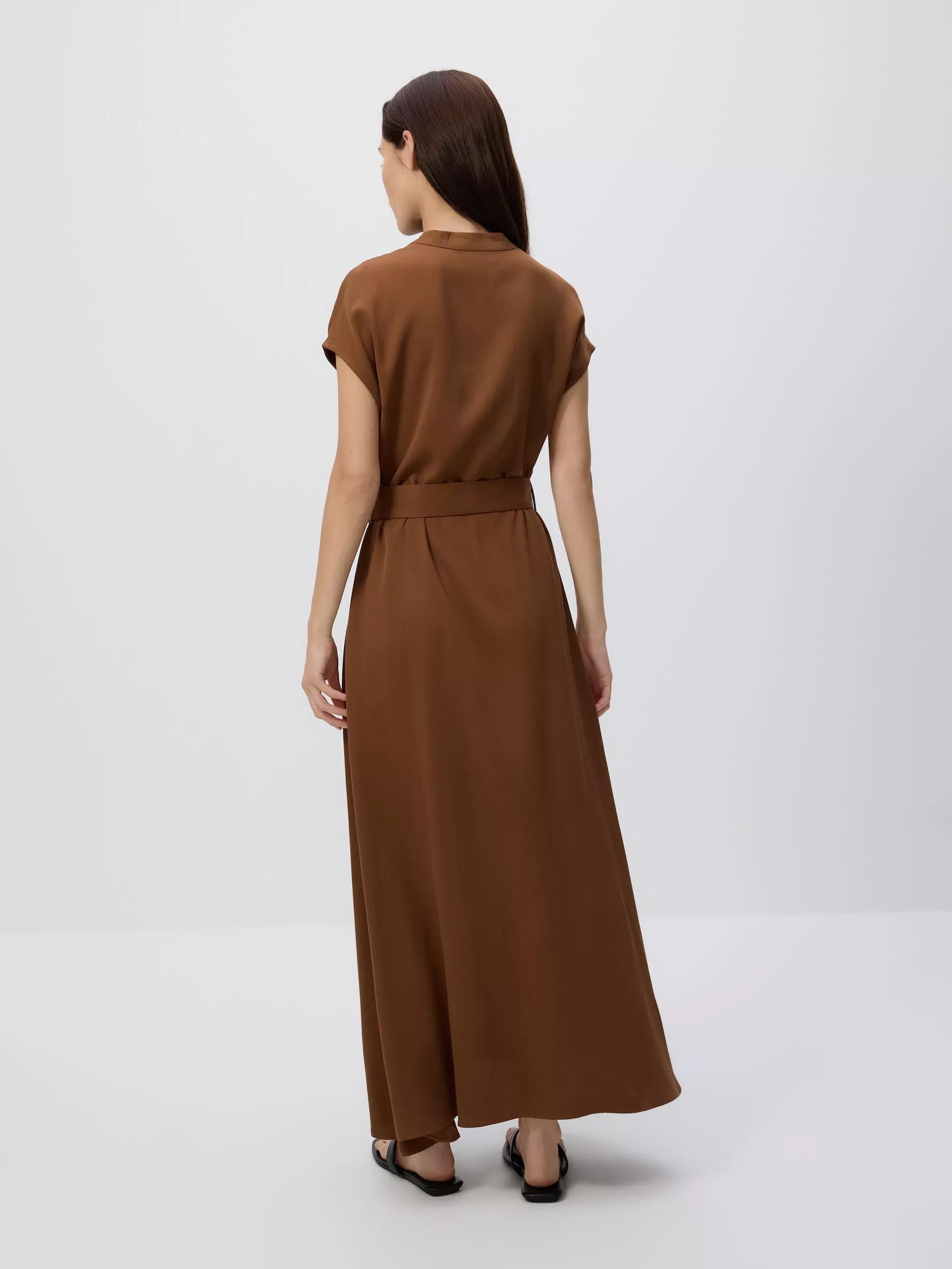 Brown Midi Dress With Belt, , large image number 3