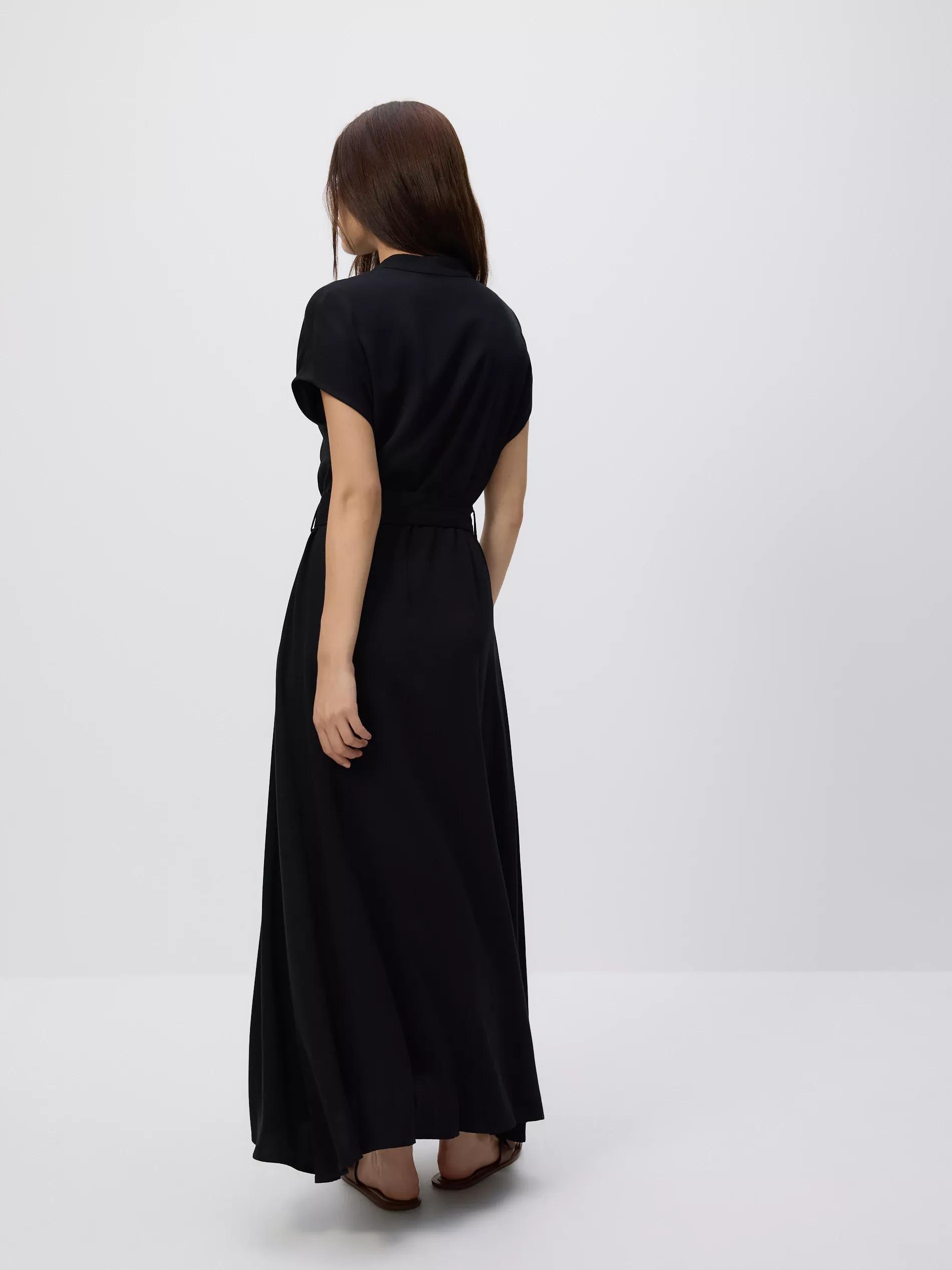 Black Midi Dress With Belt, , large image number 3