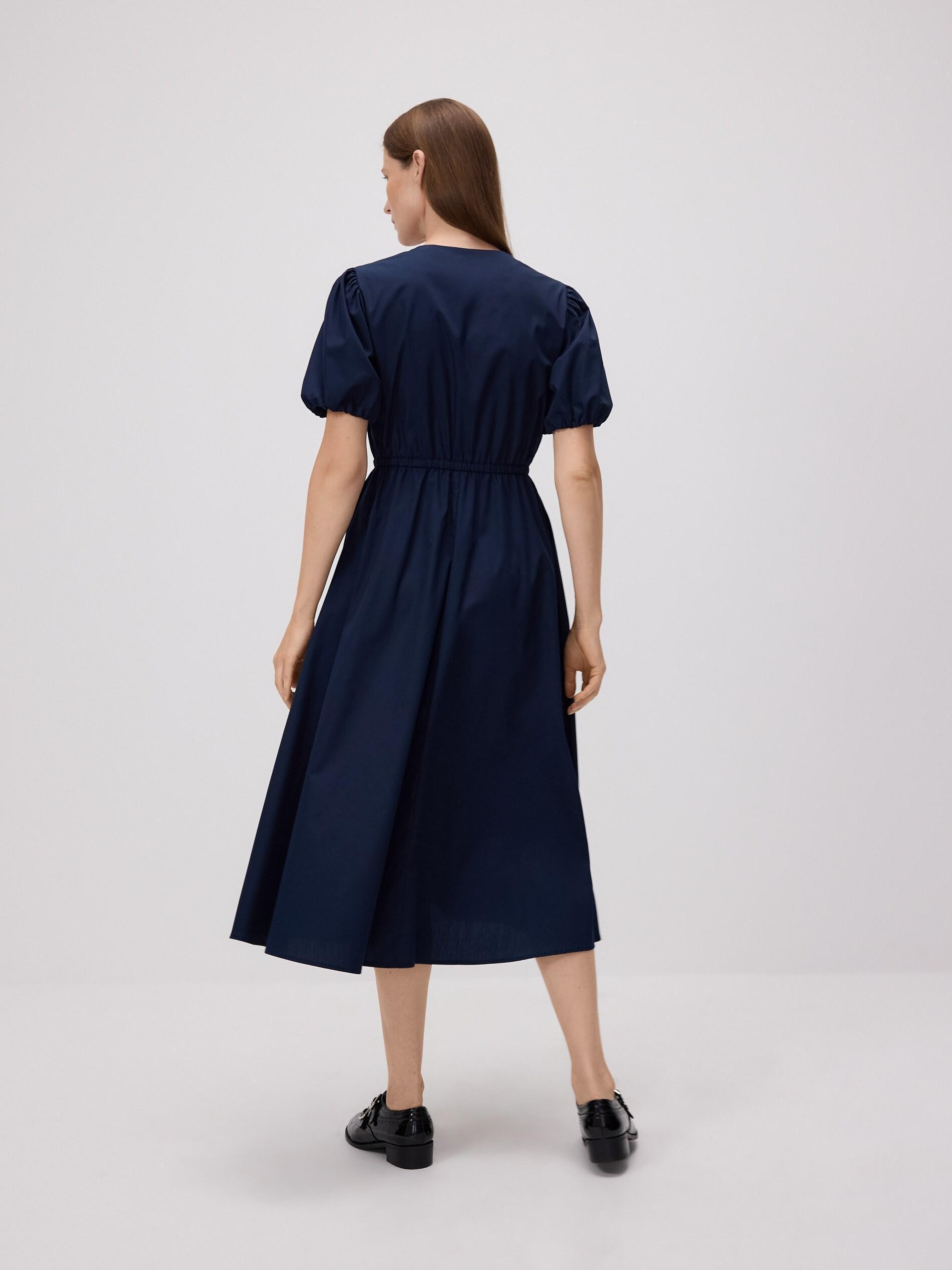 Navy Dress With Puff Sleeves, Navy, medium