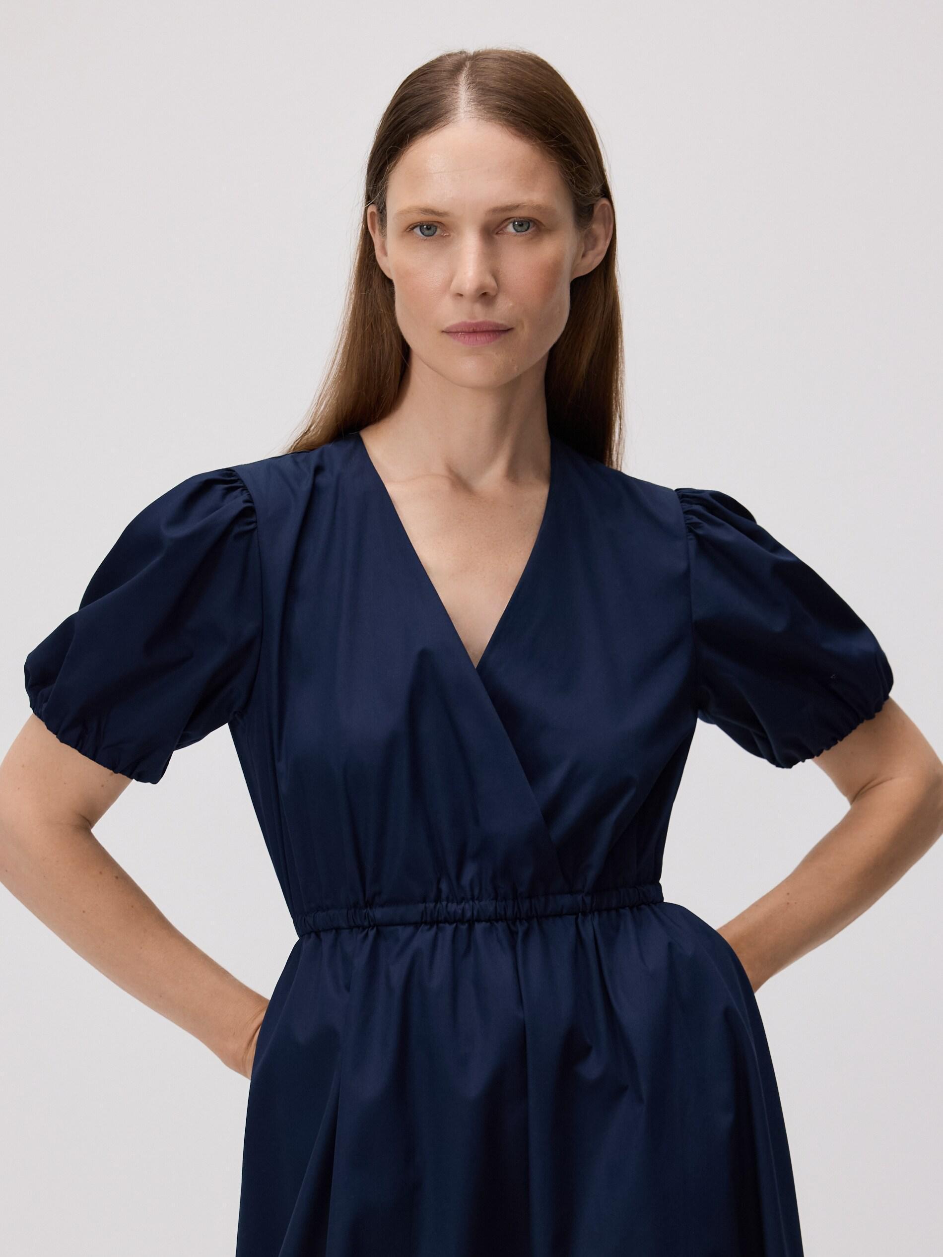 Navy Dress With Puff Sleeves, Navy, medium