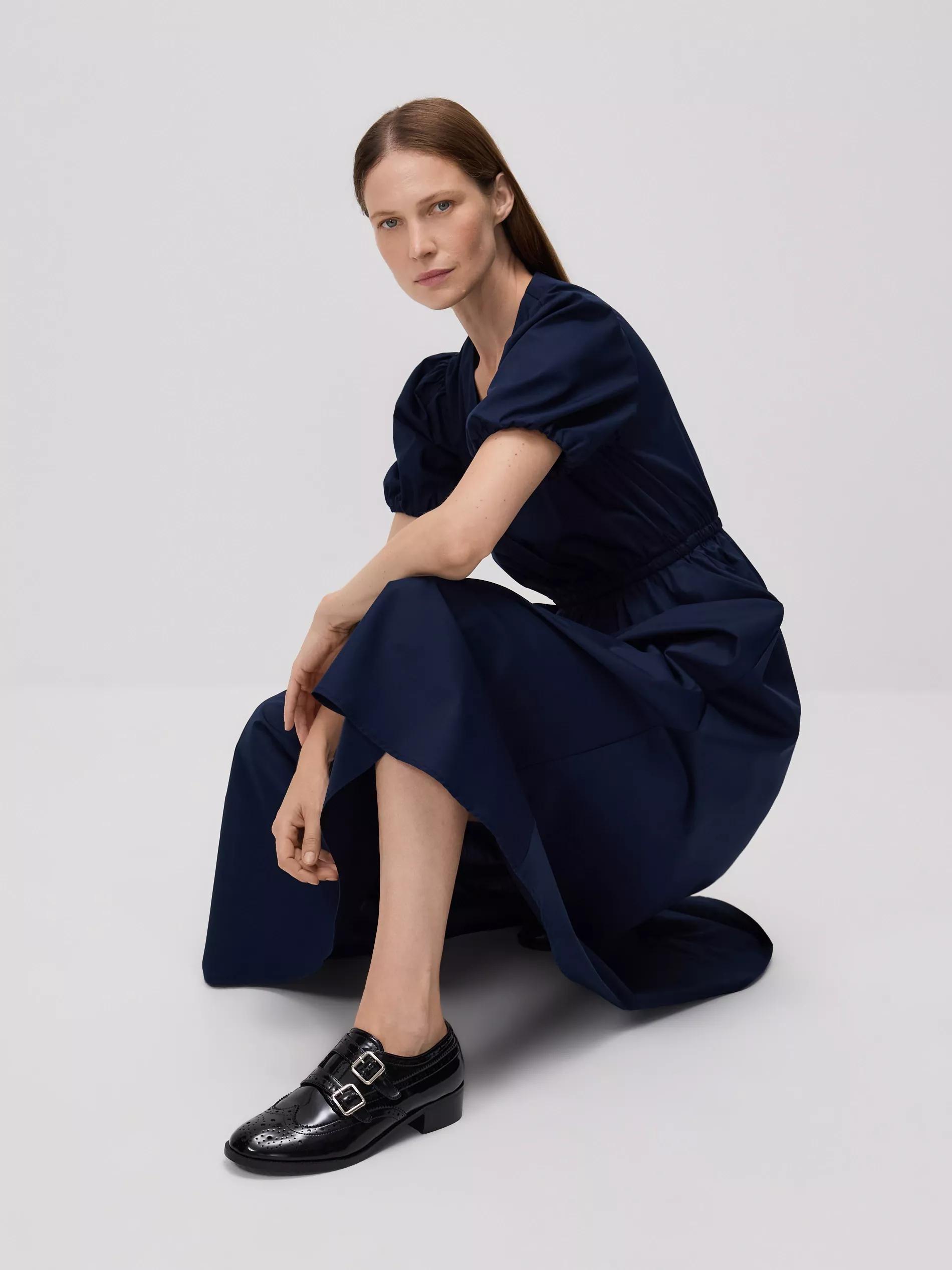 Navy Dress With Puff Sleeves, , large image number 3