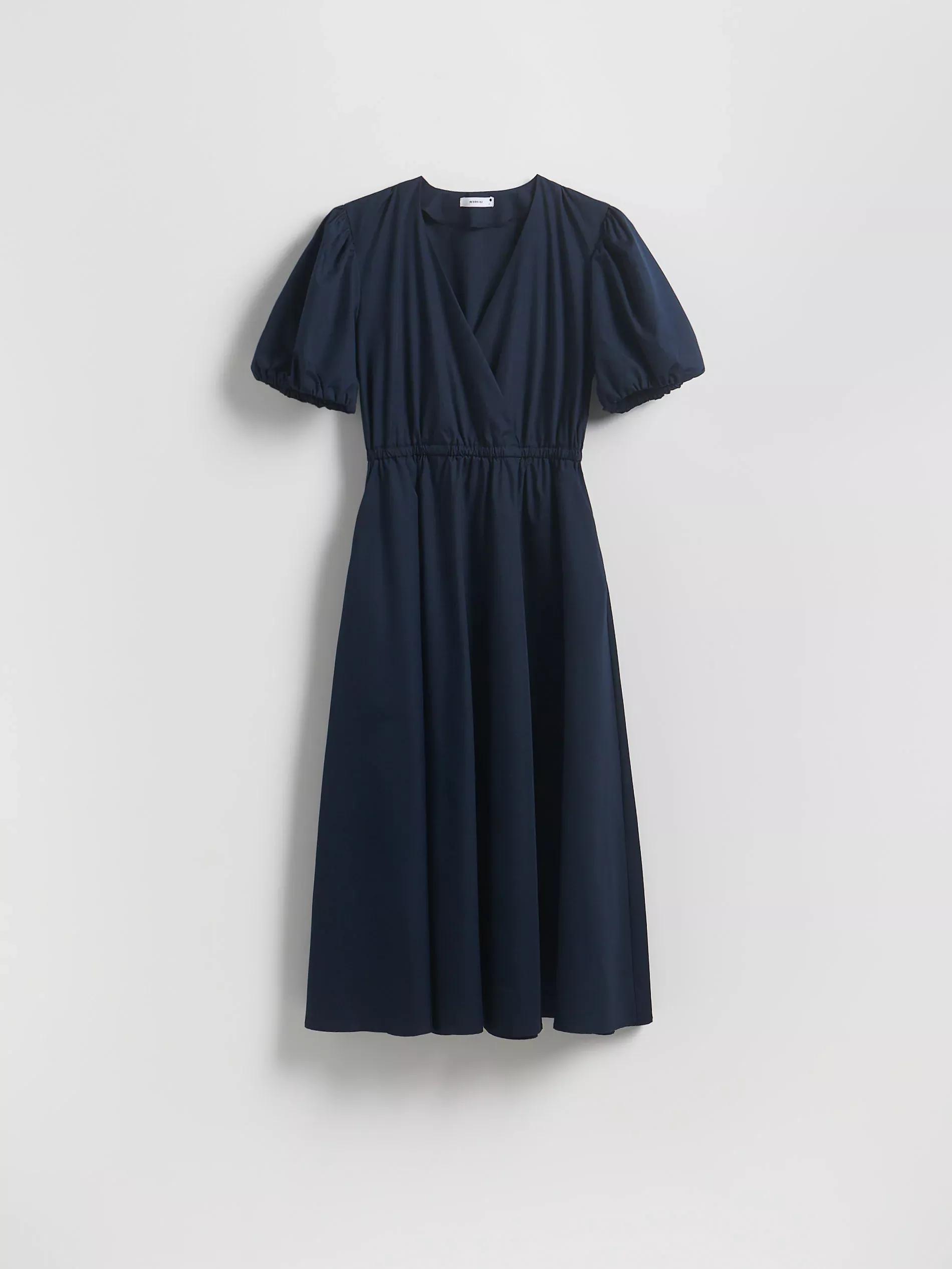 Navy Dress With Puff Sleeves, Navy, large image number 4