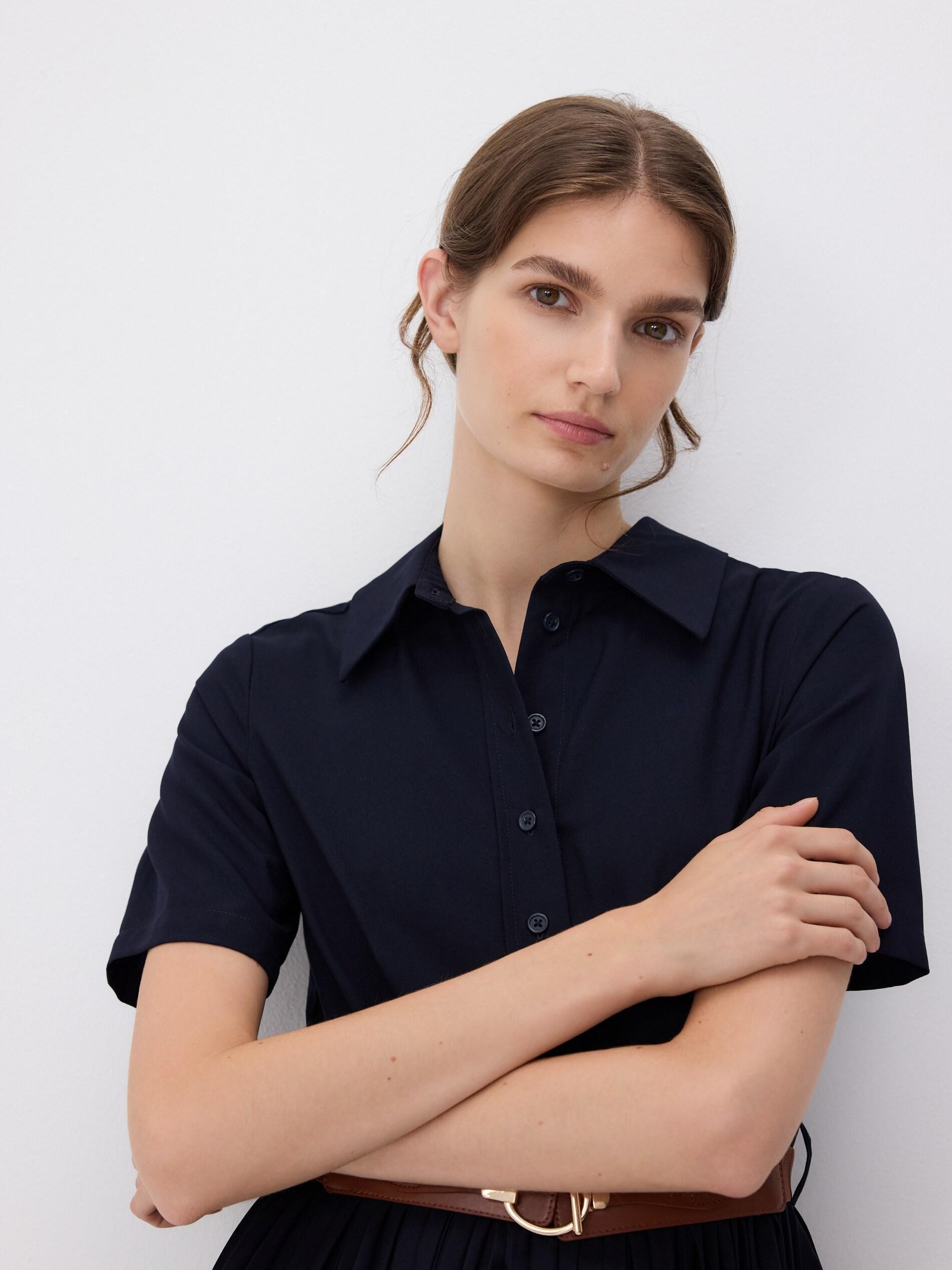 Navy Dress With Pleated Skirt, Navy, large image number 2