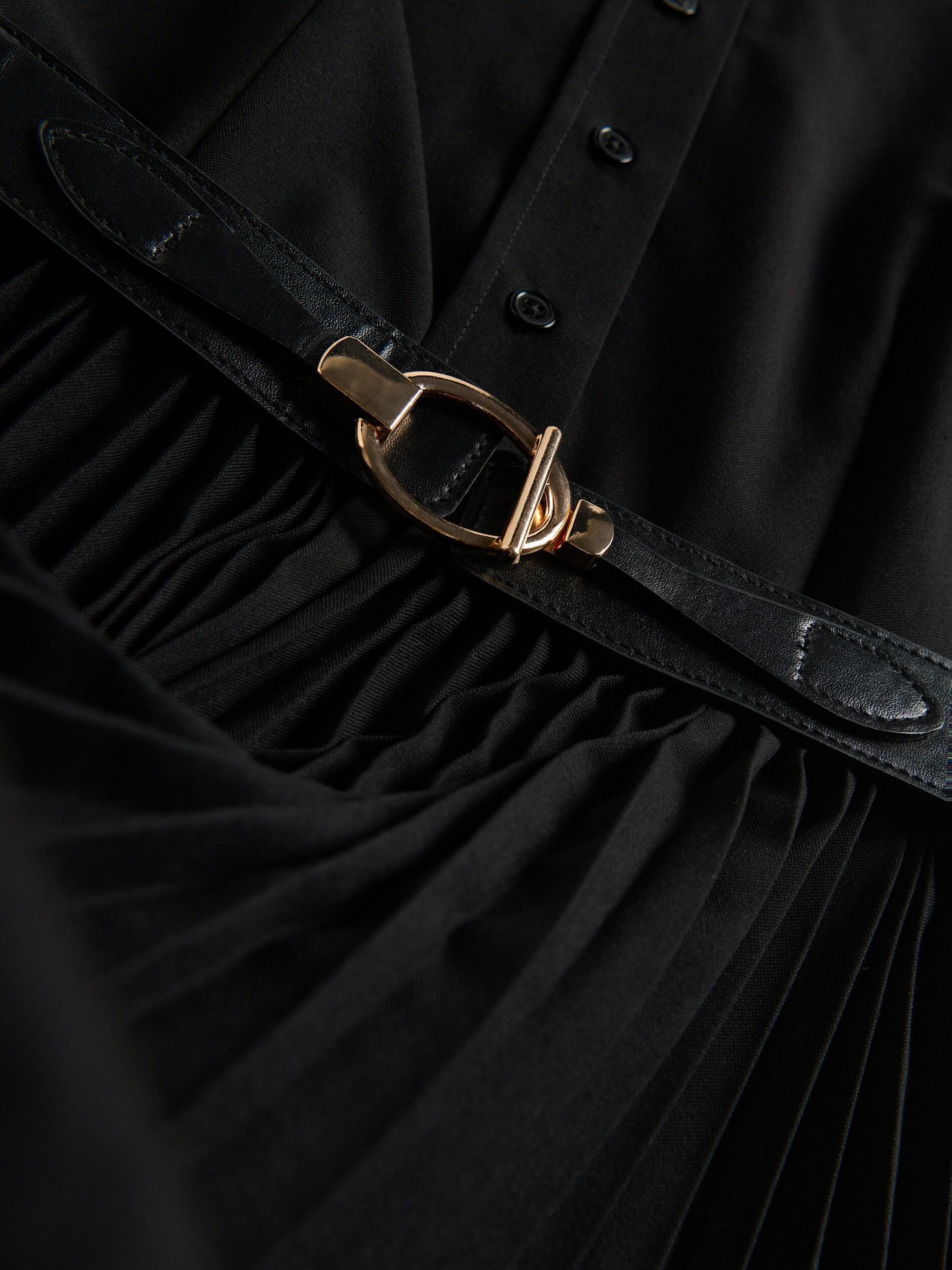 Black Dress With Pleated Skirt, Black, large image number 4