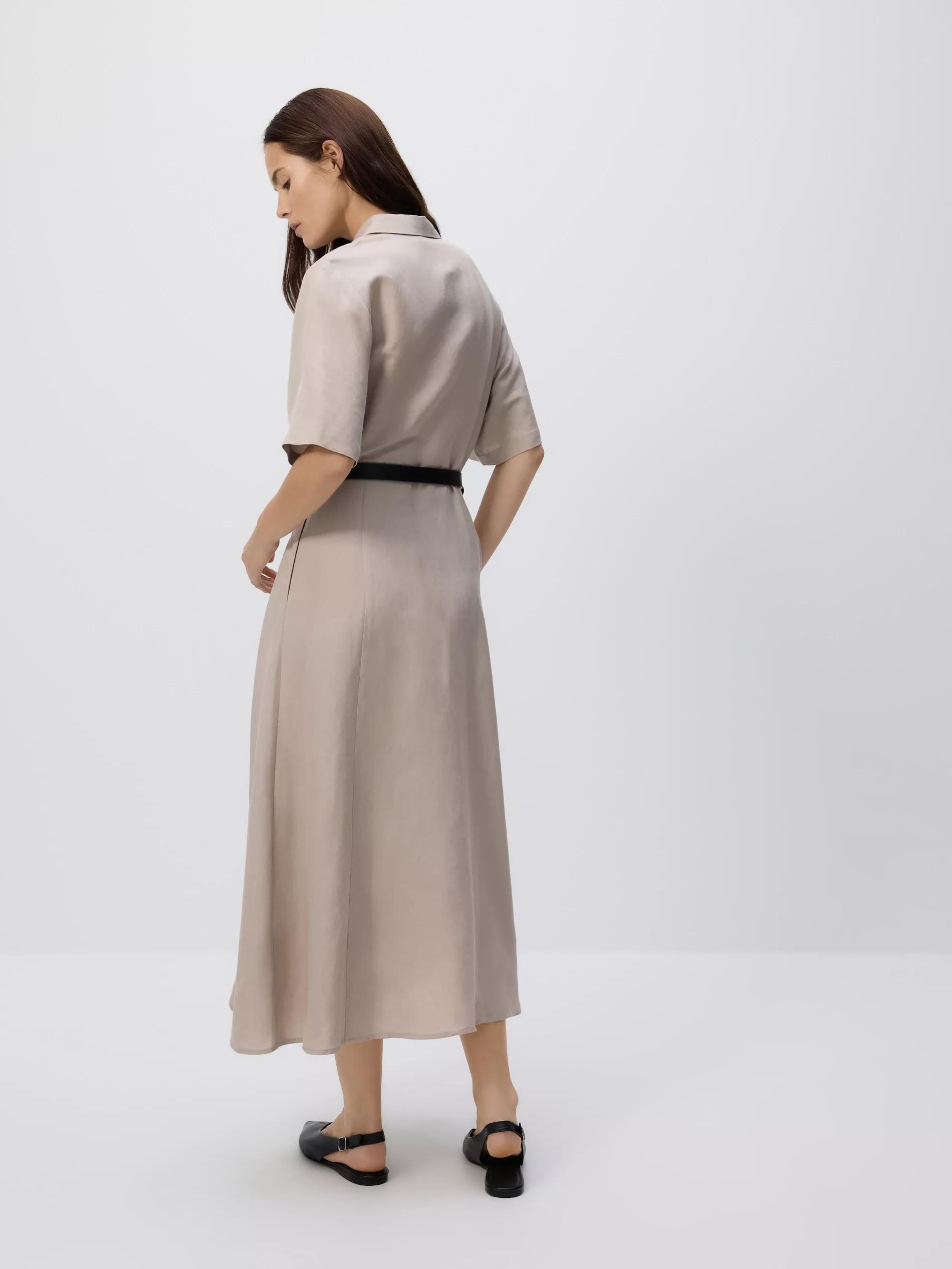 Beige Linen Blend Midi Dress, , large image number 3