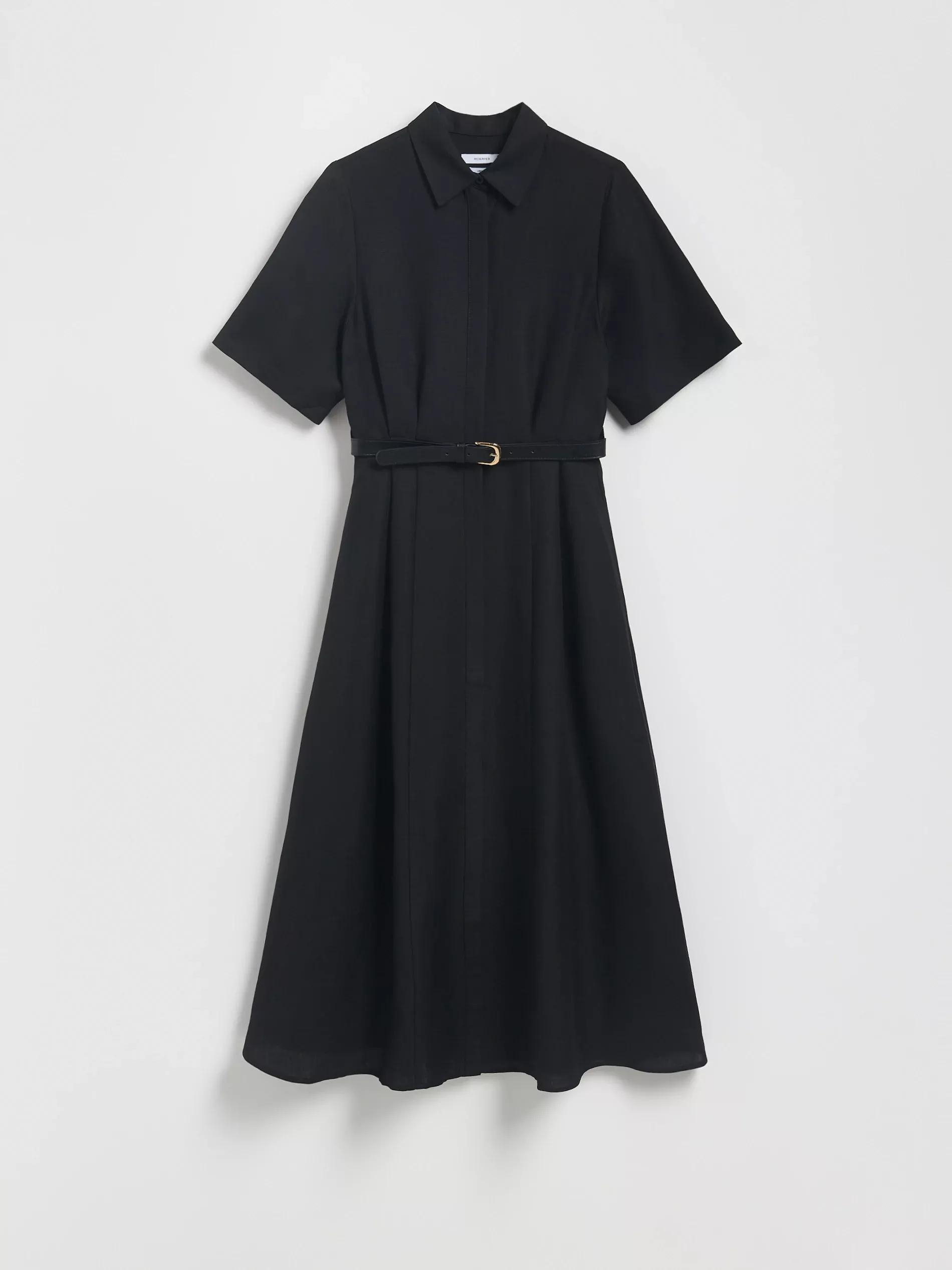 Black Linen Blend Midi Dress, , large image number 4