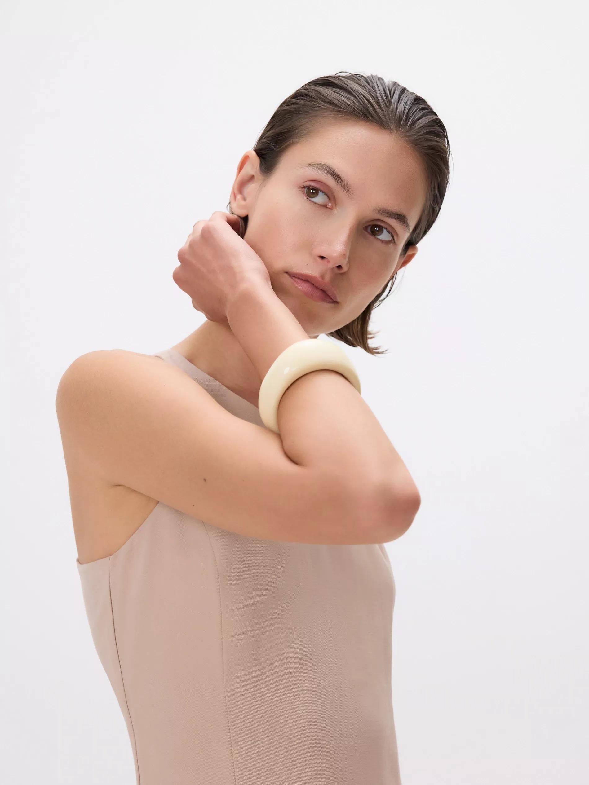 Beige Viscose Rich Midi Dress, , large image number 3
