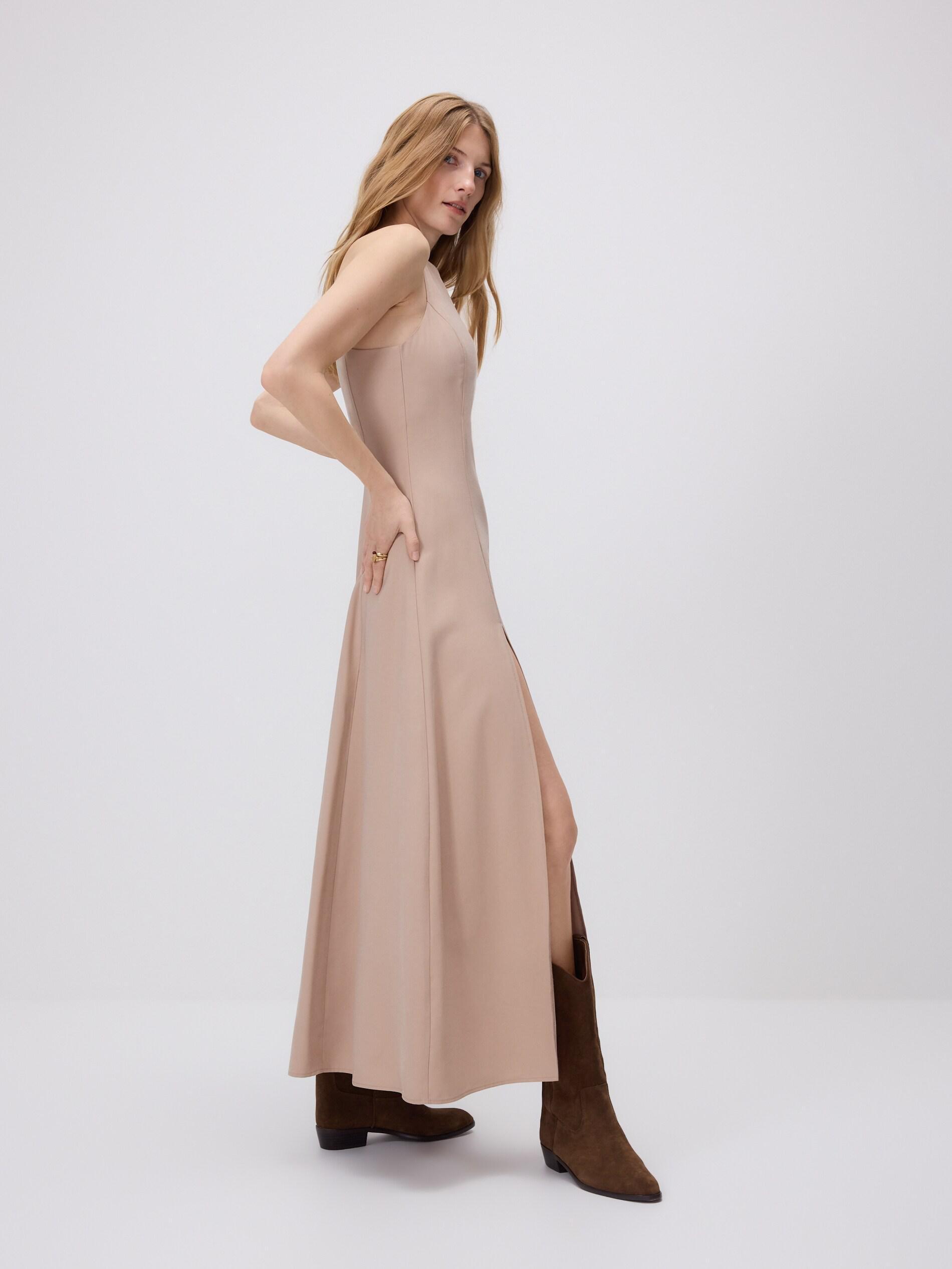 BEIGE Viscose rich midi dress, Beige, large image number 5