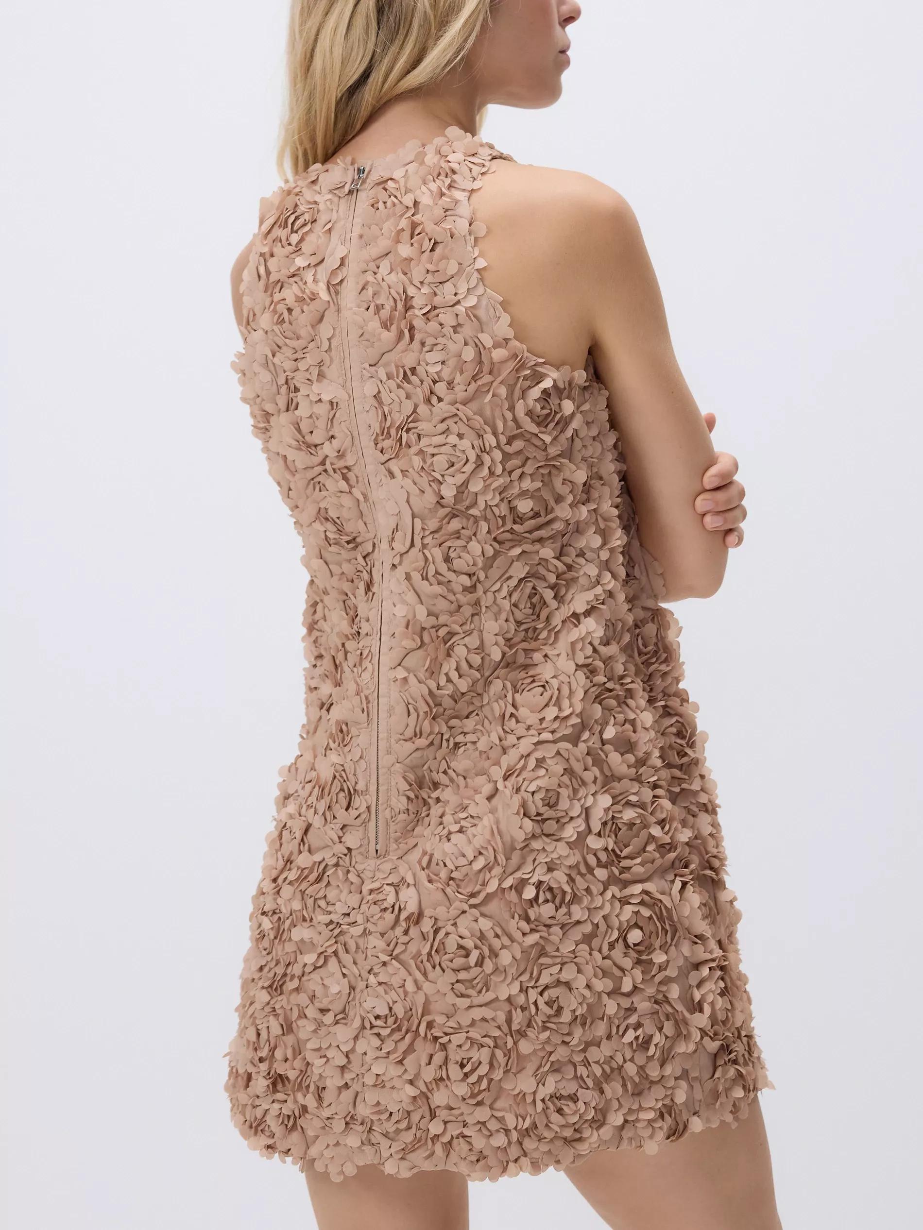 BEIGE Mini dress with 3D applique, Beige, large image number 1